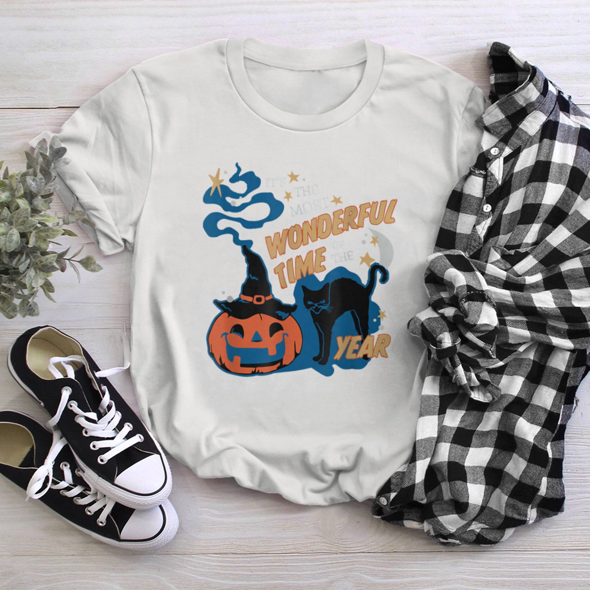 It's the Most Wonderful Time of the Year black cat Halloween (18) t-shirt white