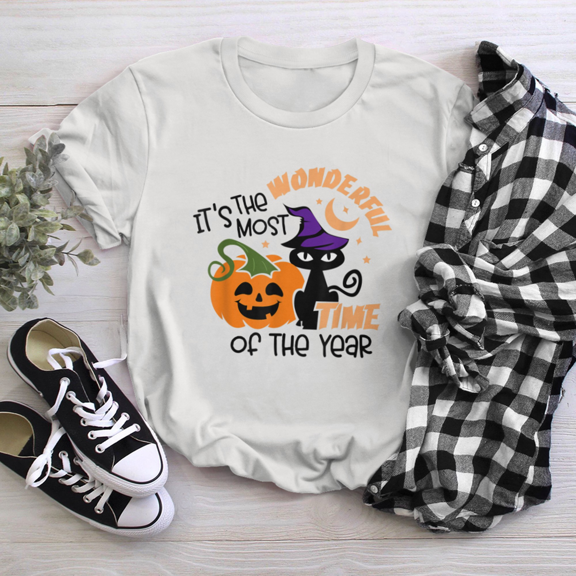 It's the Most Wonderful Time of the Year black cat Halloween (24) t-shirt white