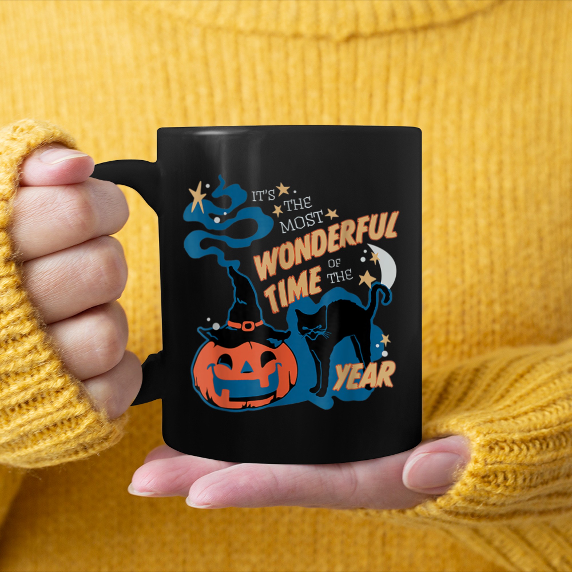 It's the Most Wonderful Time Of The Year Black Cat Halloween (25) mug black