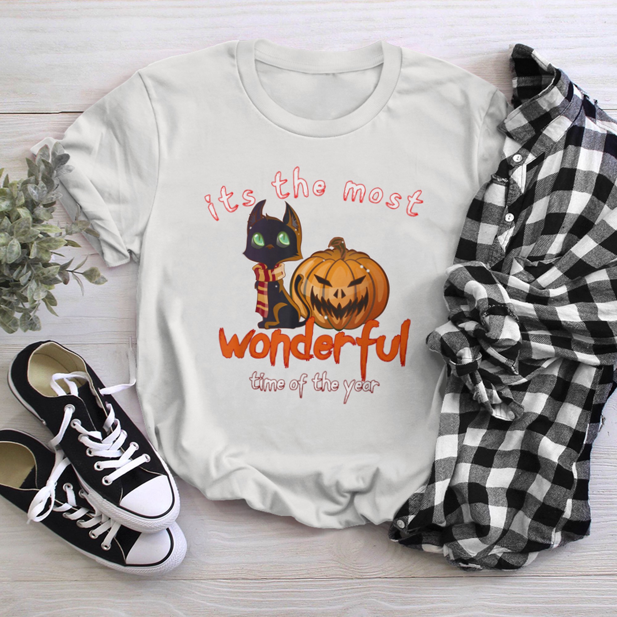 It's the most wonderful time of the year black cat halloween (30) t-shirt white