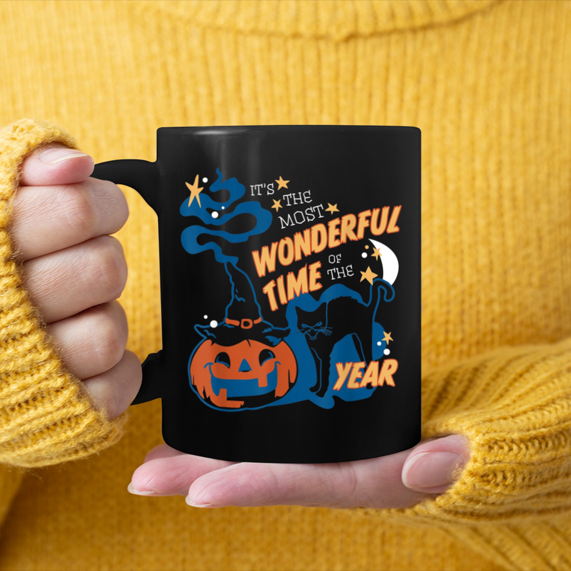 It's The Most Wonderful Time Of The Year Black Cat Halloween (39) mug black