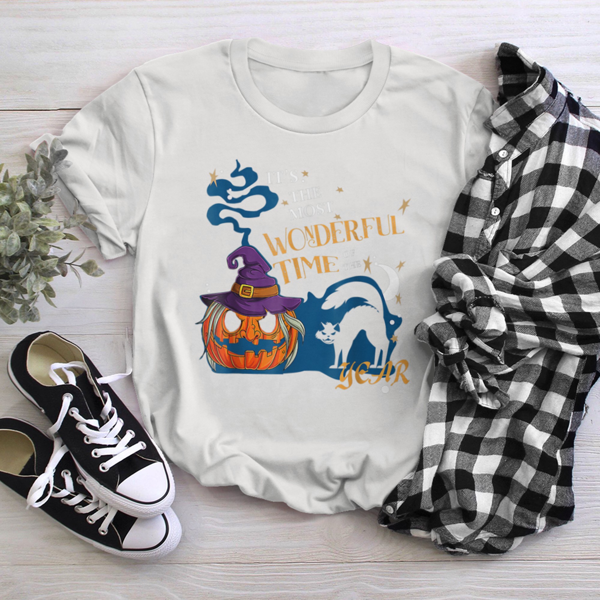 It's the Most Wonderful Time Of The Year Black Cat Pumpkin (1) t-shirt white