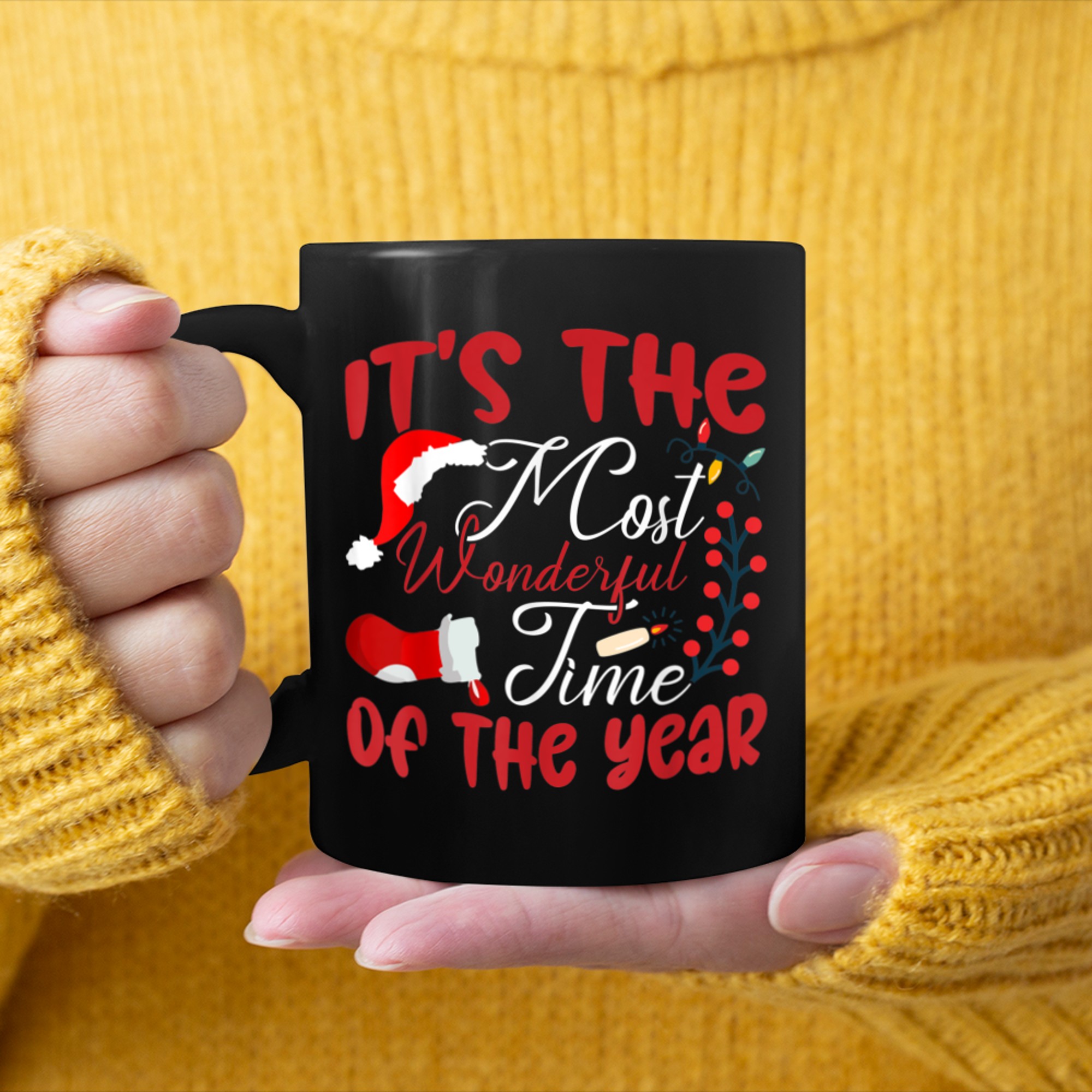 It's The Most Wonderful Time Of The Year Christmas 2022 mug black