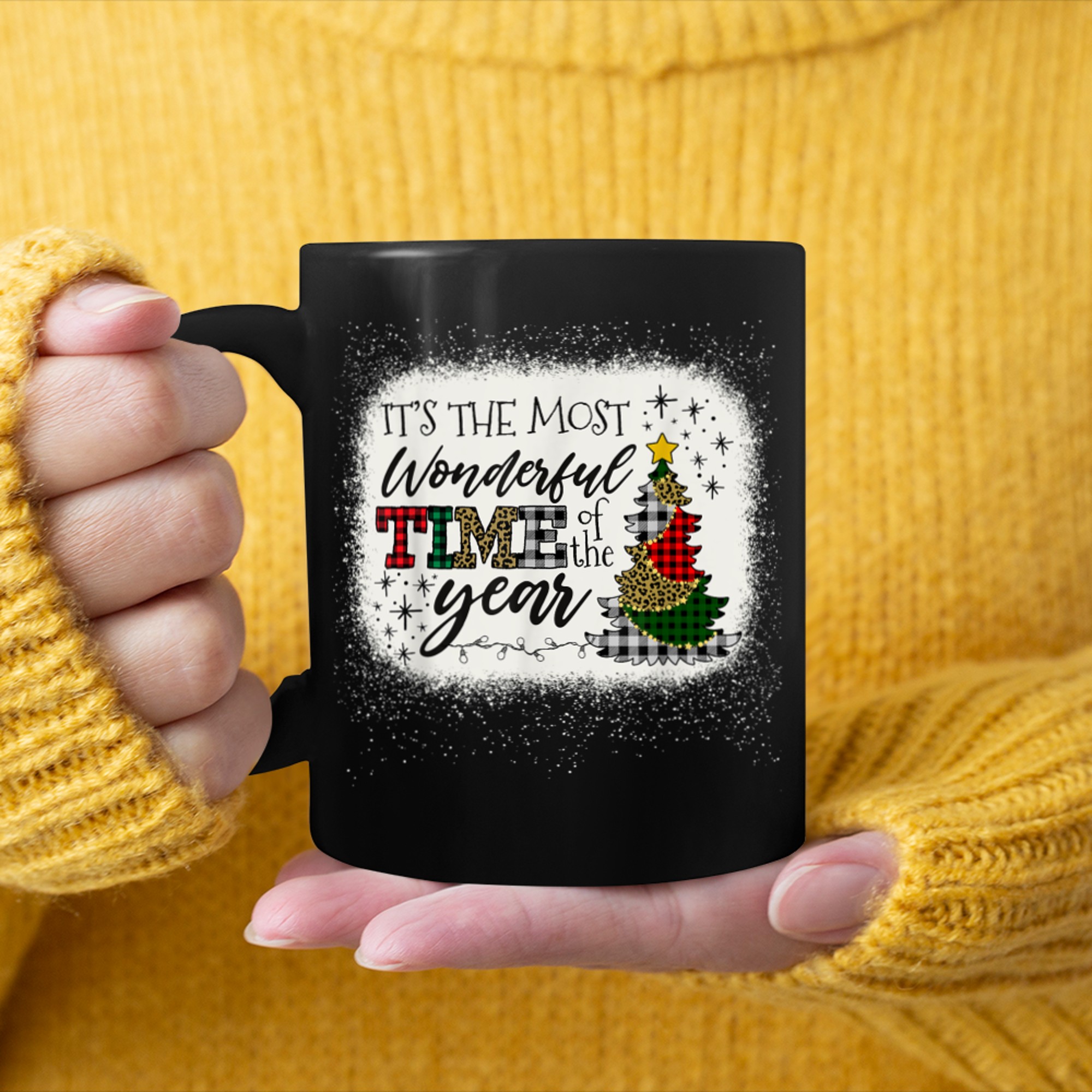 It's The Most Wonderful Time Of The Year Christmas Blea.ched mug black