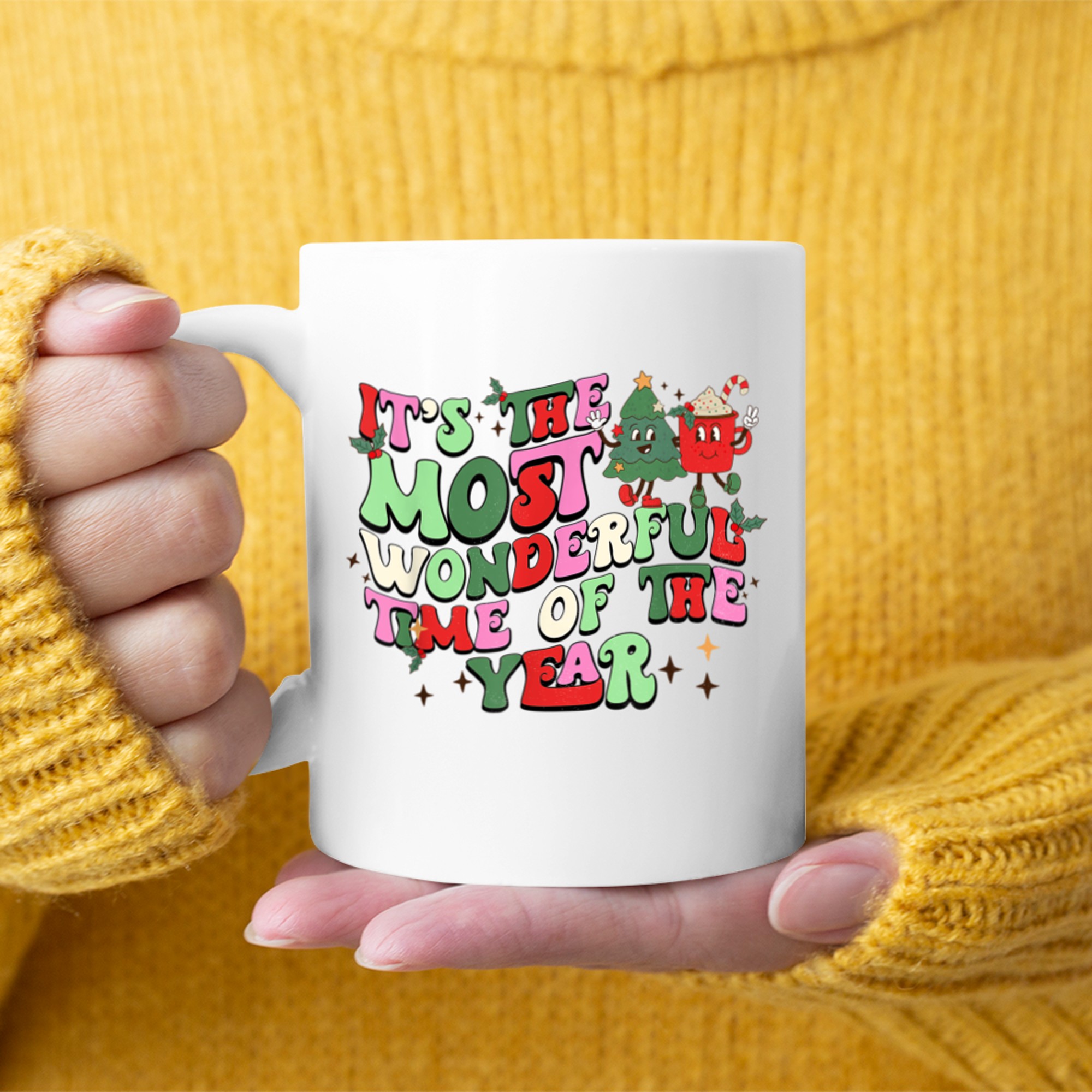 It's The Most Wonderful Time Of The Year Christmas Retro mug white