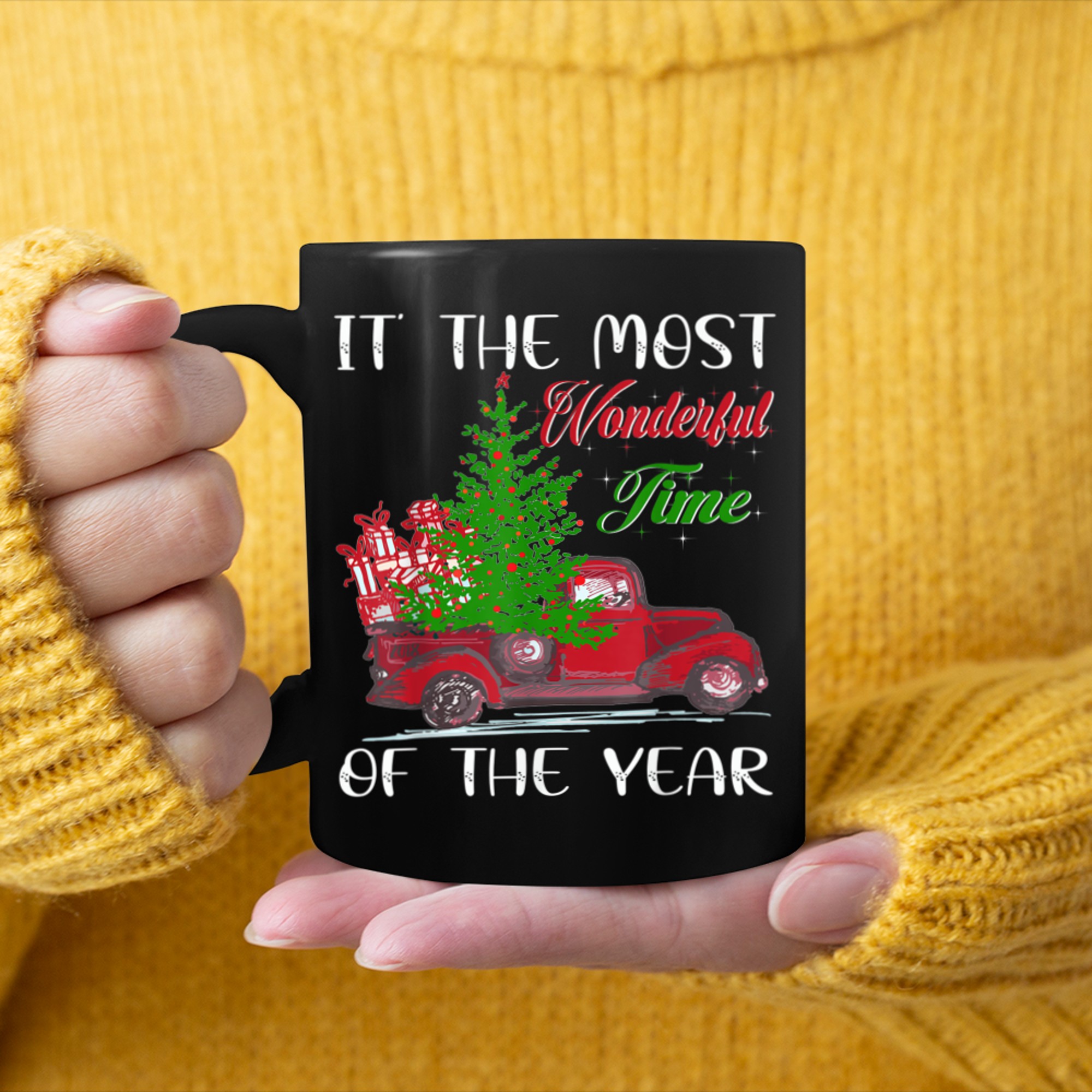 It's The Most Wonderful Time Of The Year Christmas Tree (2) mug black