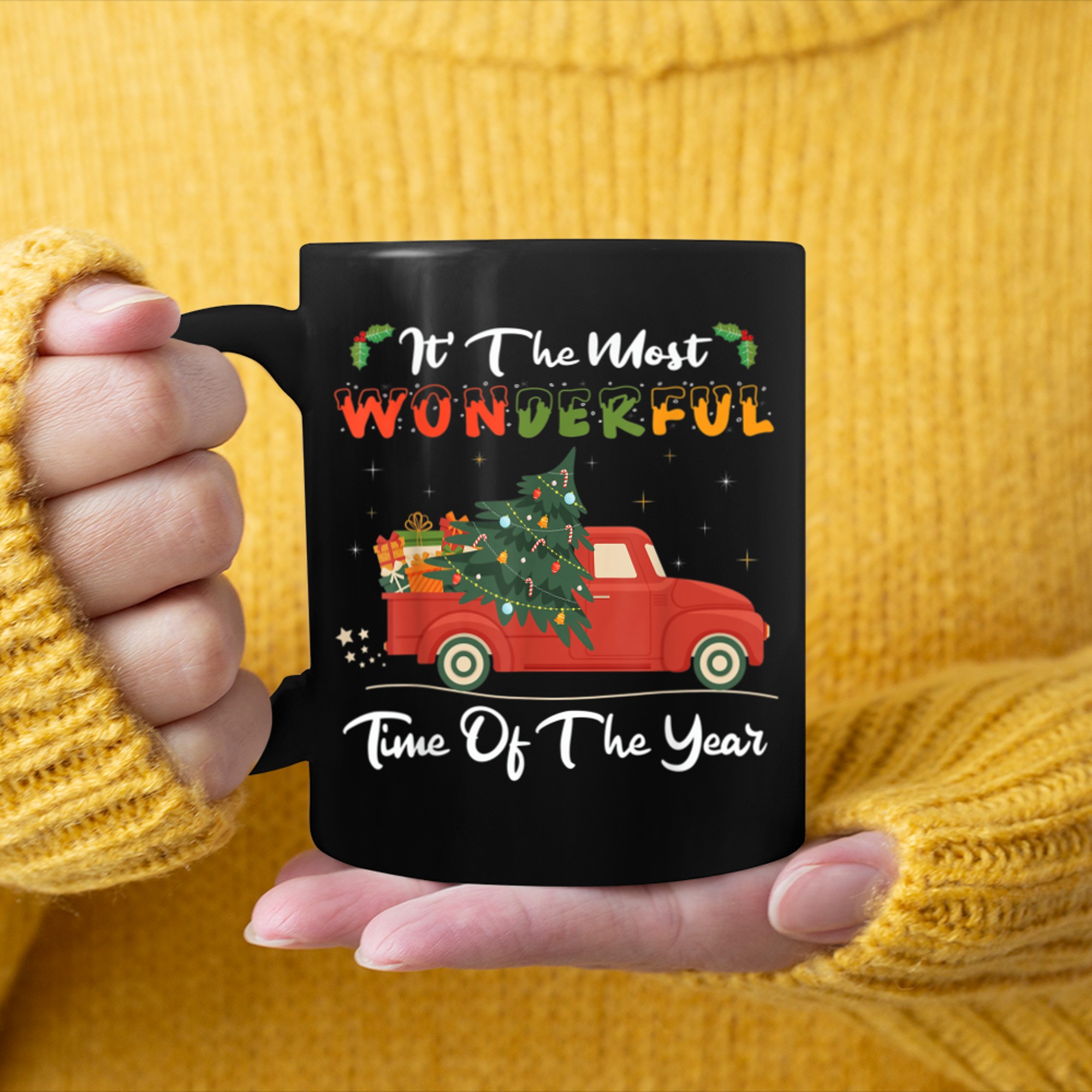 It's The Most Wonderful Time Of The Year Christmas Tree mug black