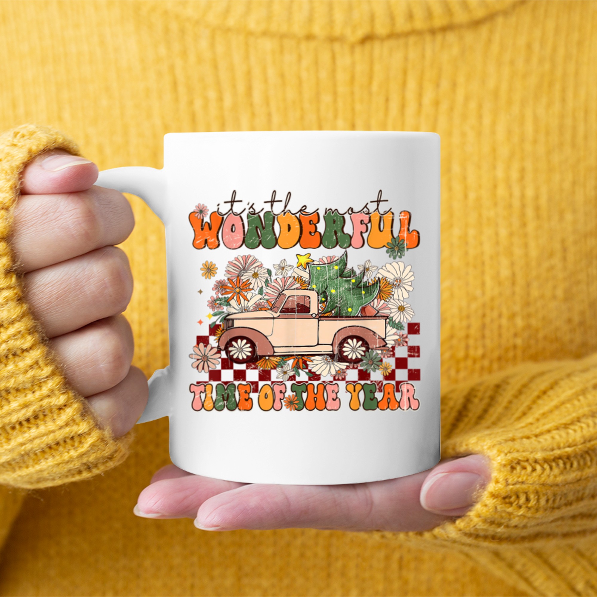 It's The Most Wonderful Time Of The Year Christmas Truck mug white