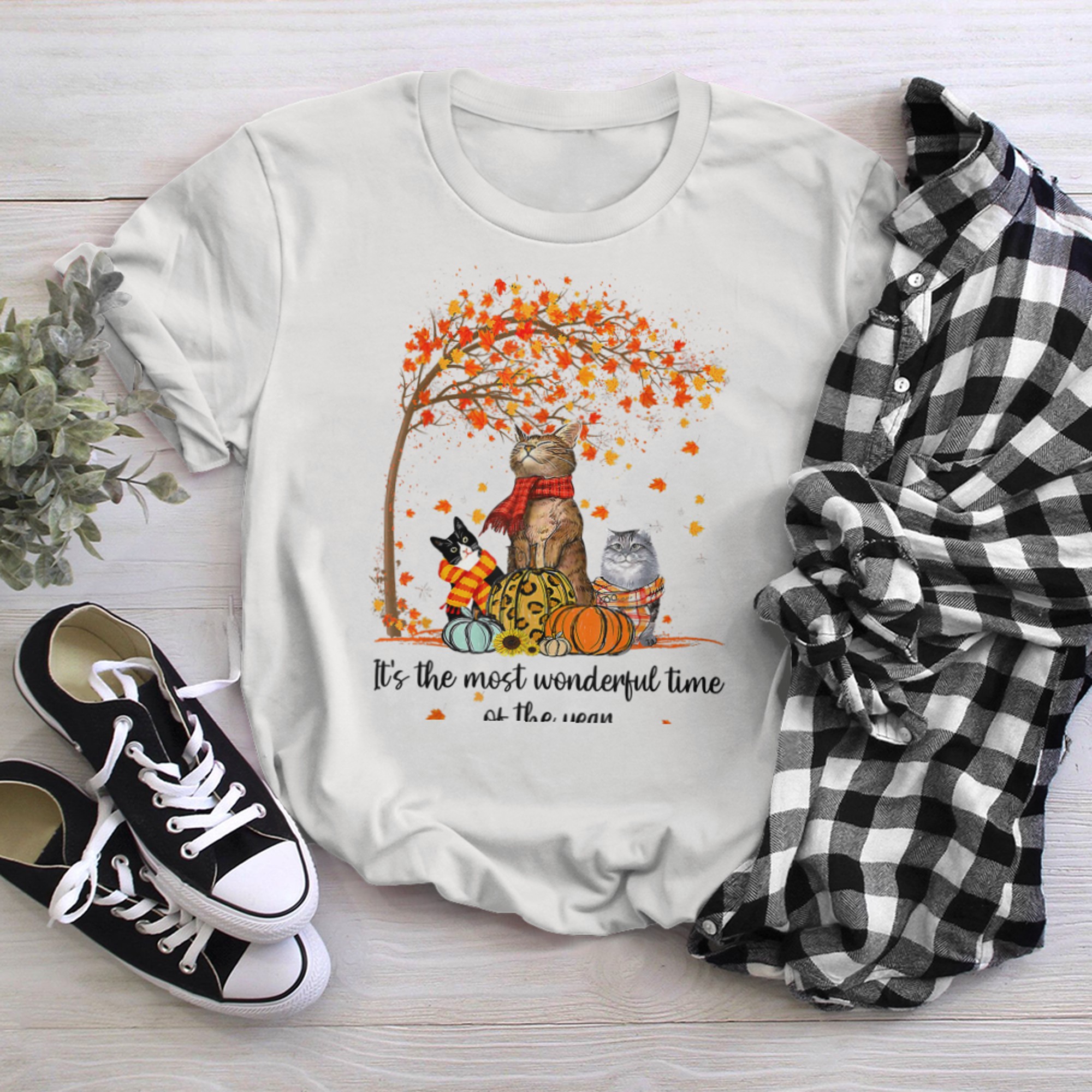 It's The Most Wonderful Time Of The Year Family Cats Autumn (1) t-shirt white