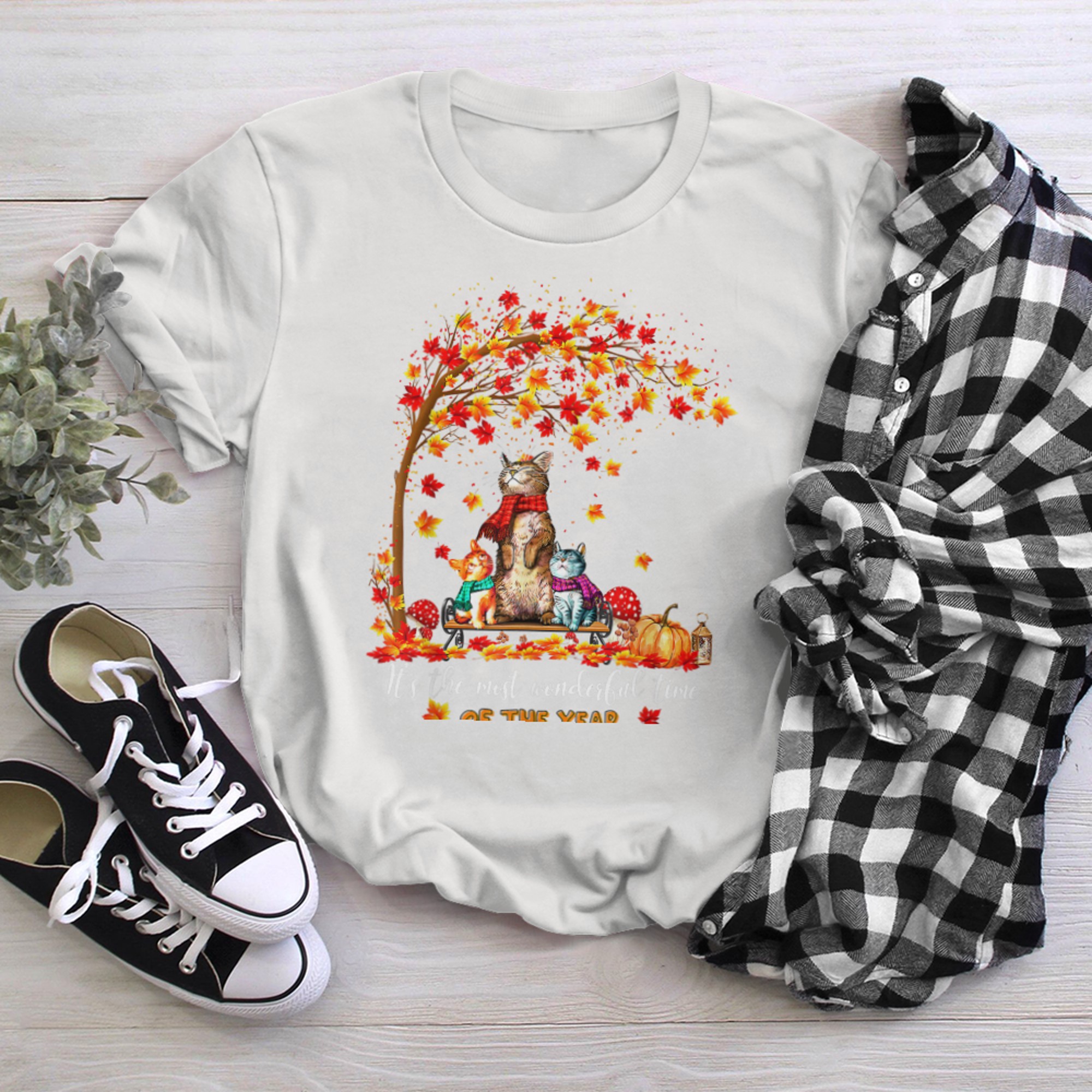 It's The Most Wonderful Time Of The Year Family Cats Autumn t-shirt white