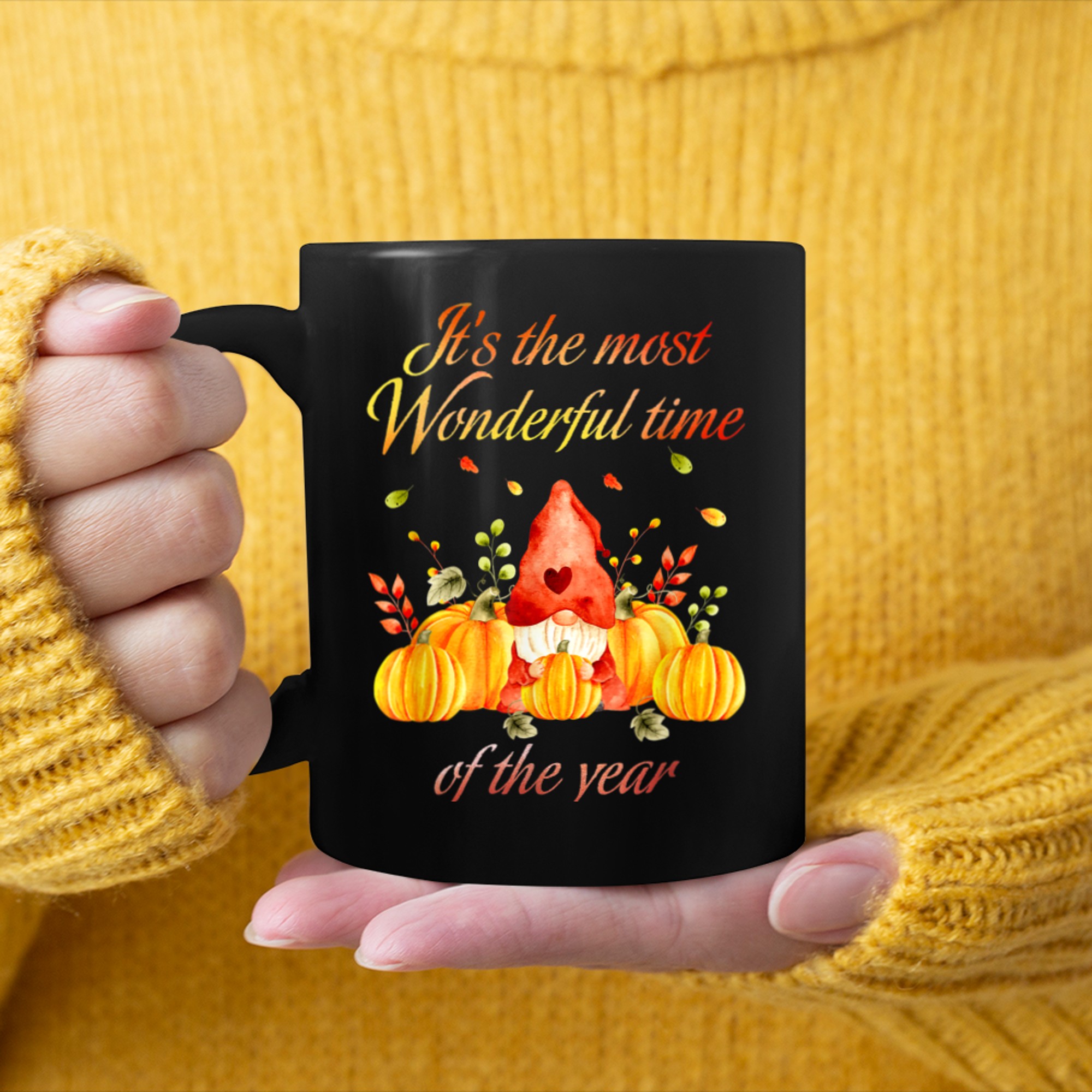 It's The Most Wonderful Time Of The Year Gnome Fall (1) mug black