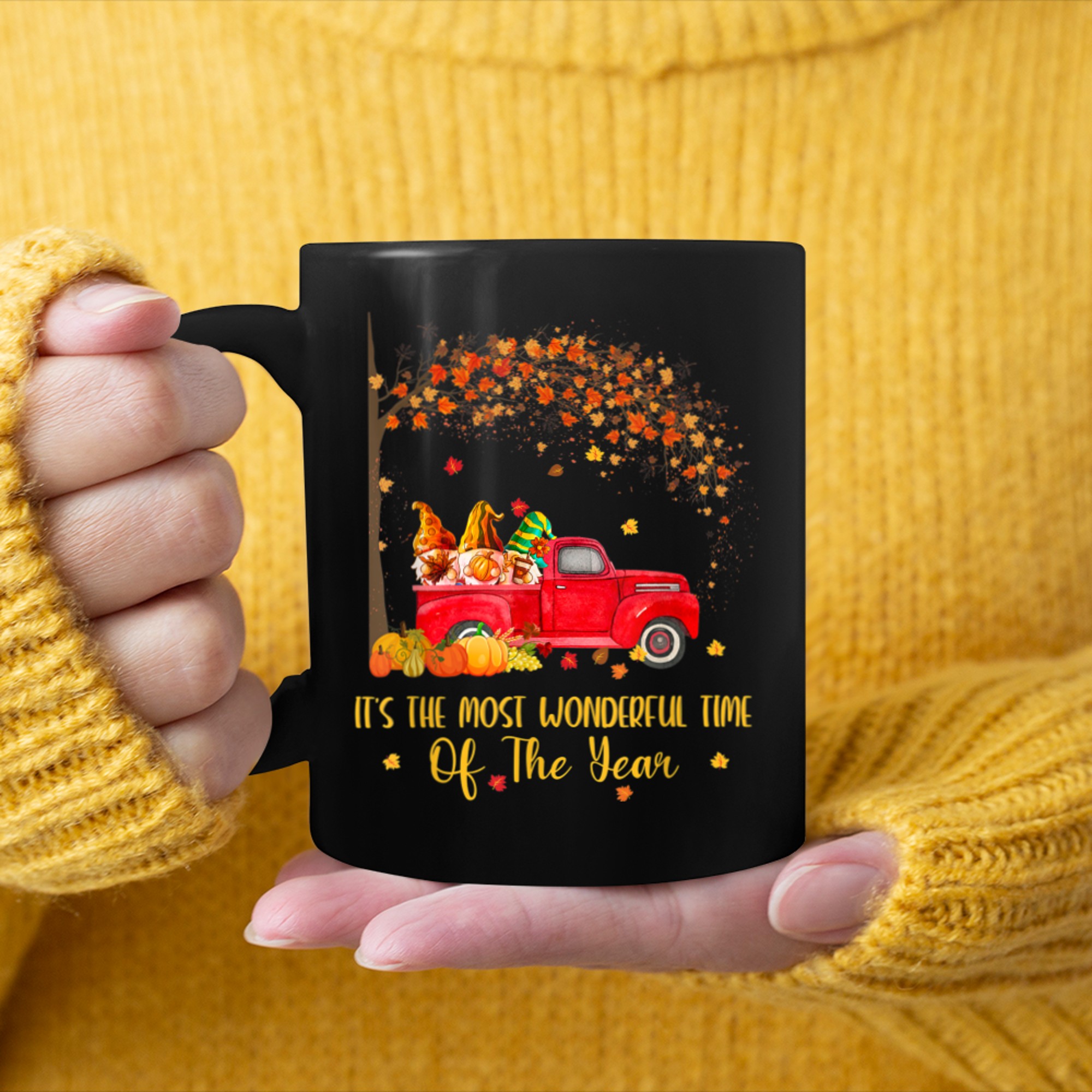 It's The Most Wonderful Time Of The Year Gnomes Autumn Fall (9) mug black