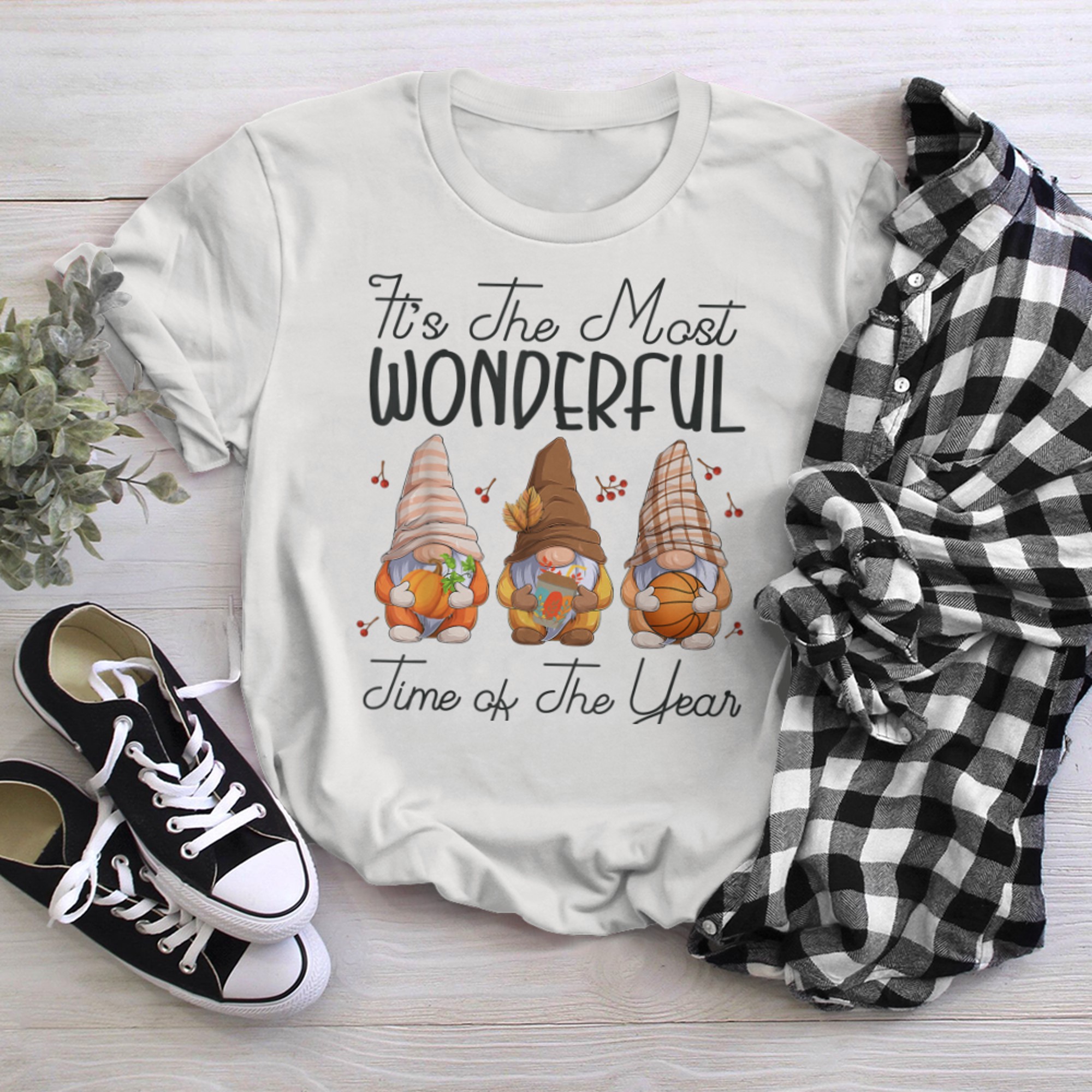 It's The Most Wonderful Time Of The Year Gnomes Basketball t-shirt white