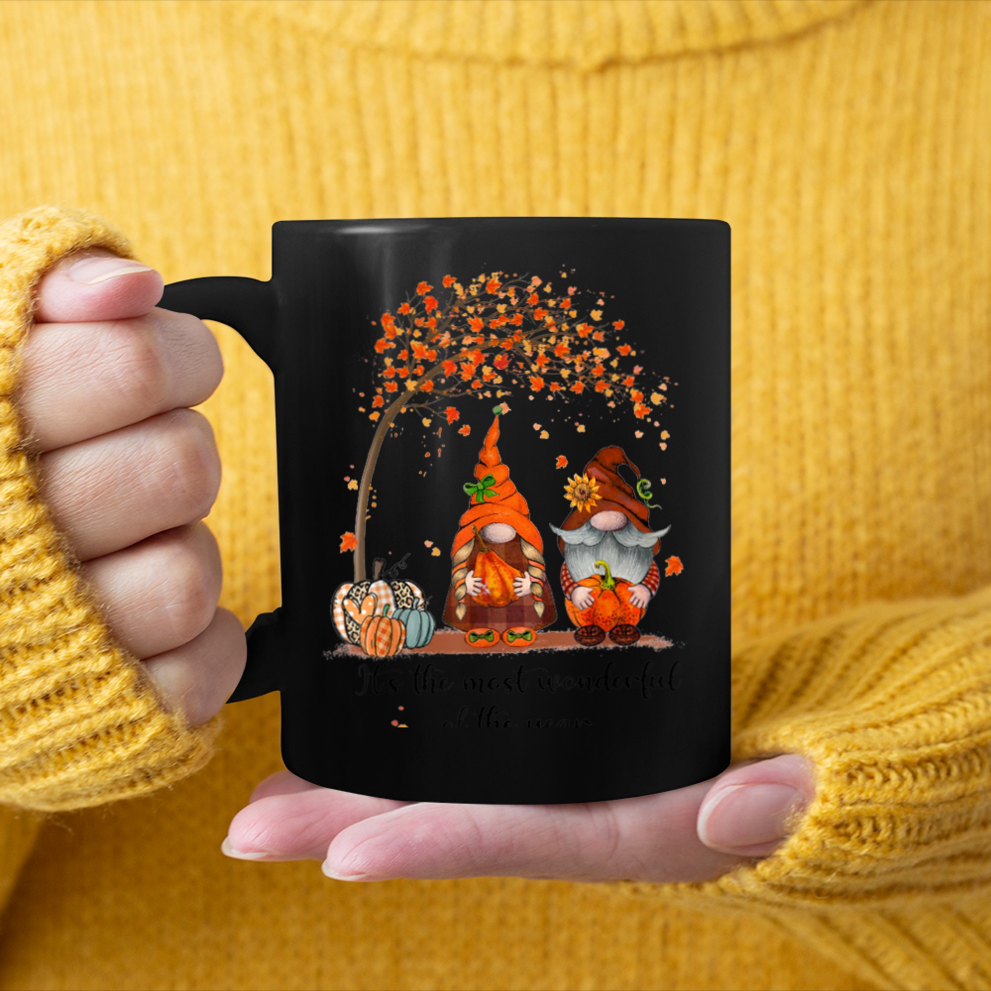 It's The Most Wonderful Time Of The Year Gnomes Pumpkin mug black