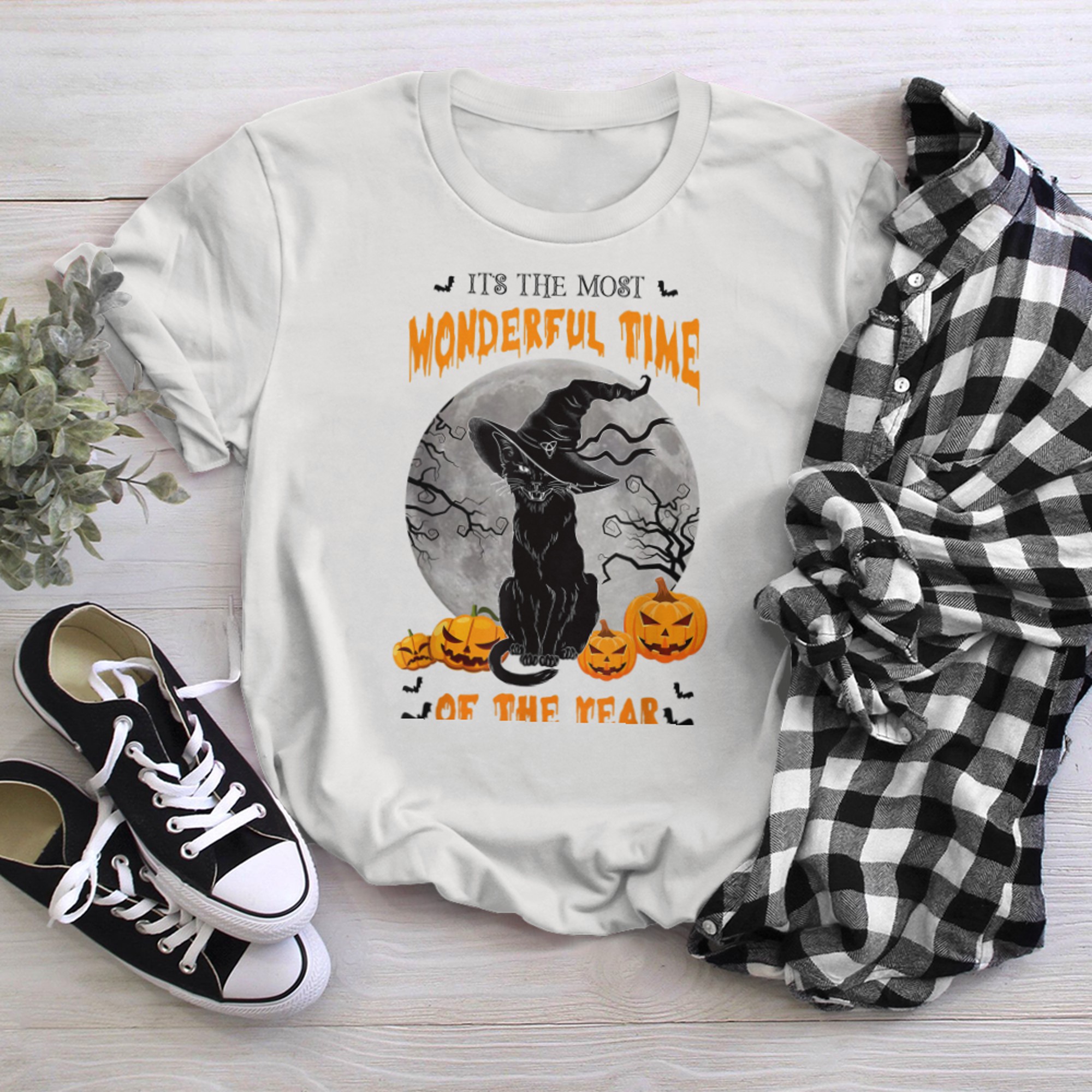 It's the Most Wonderful Time of the Year Halloween Black Cat (4) t-shirt white