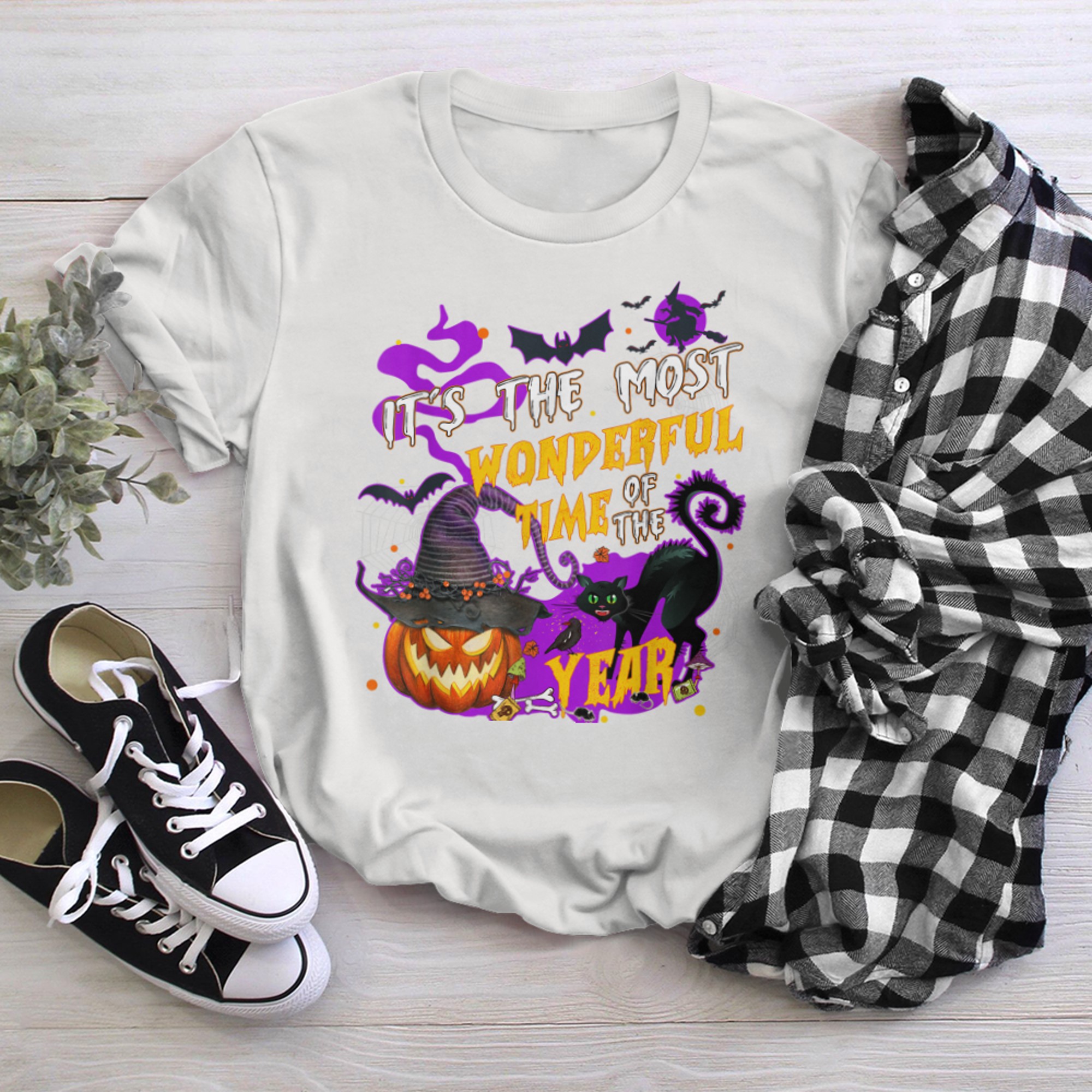 It's The Most Wonderful Time Of The Year Halloween Black Cat (6) t-shirt white