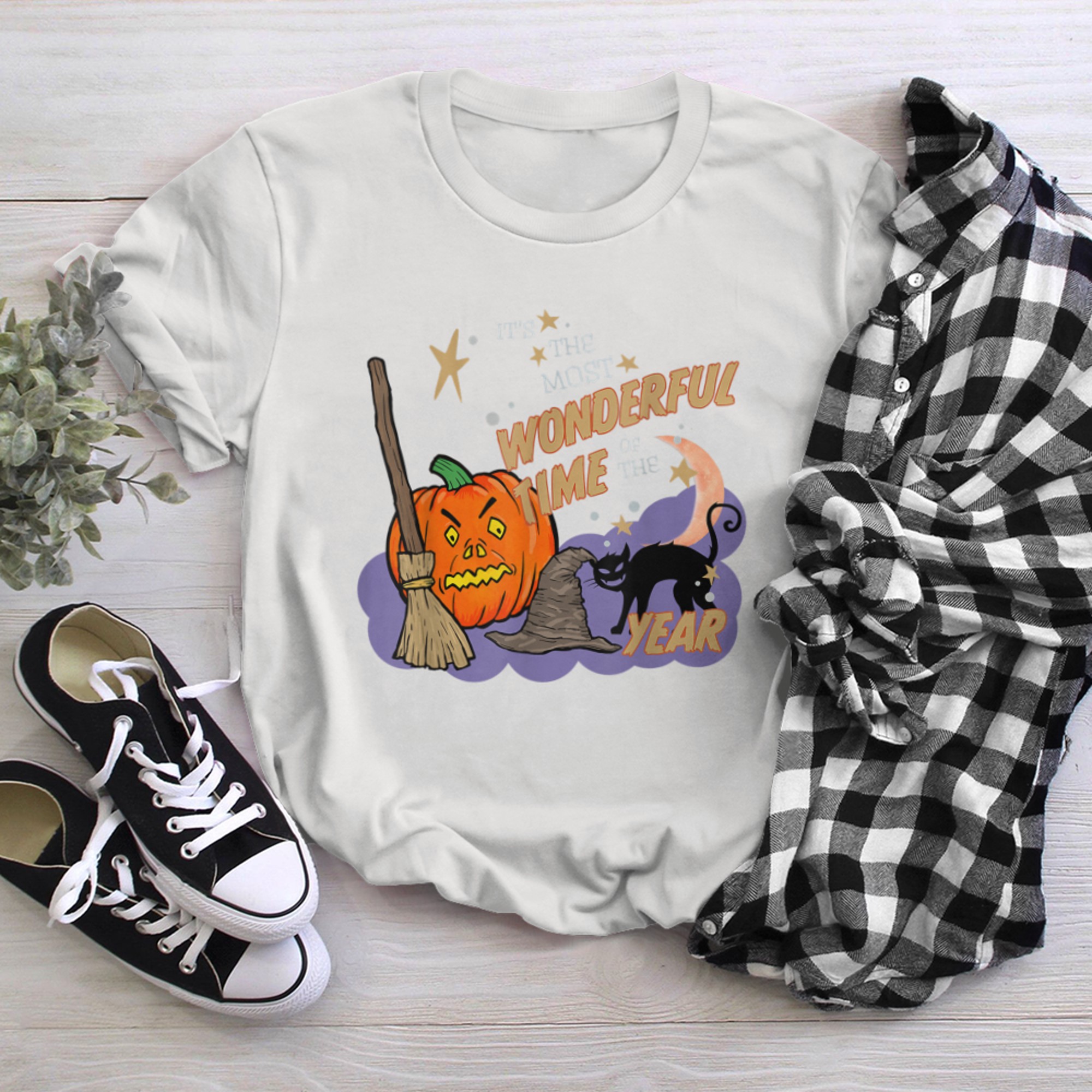 It's The Most Wonderful Time of the Year Halloween Black Cat t-shirt white