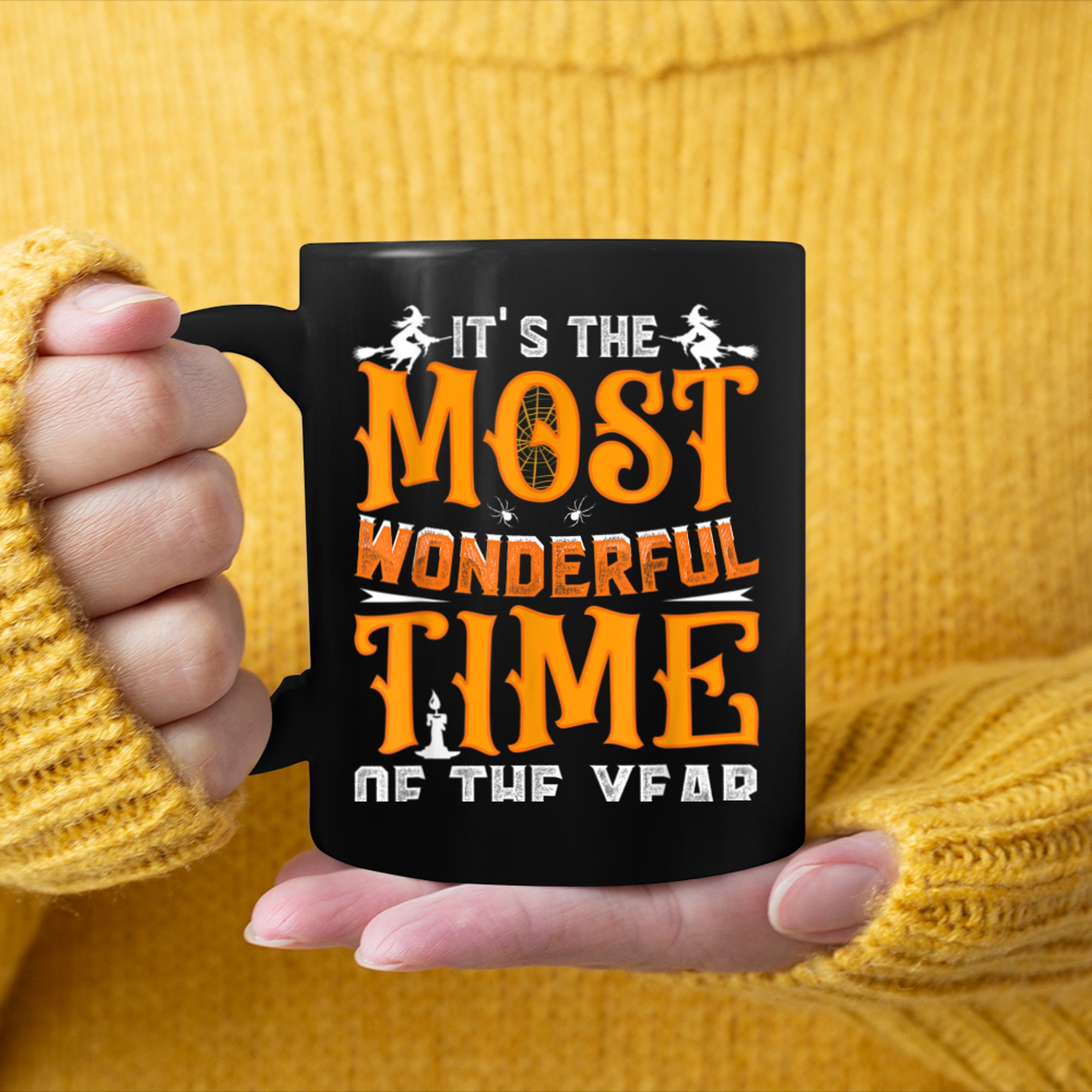 It's The Most Wonderful Time Of The Year Halloween Pumpkin (1) mug black