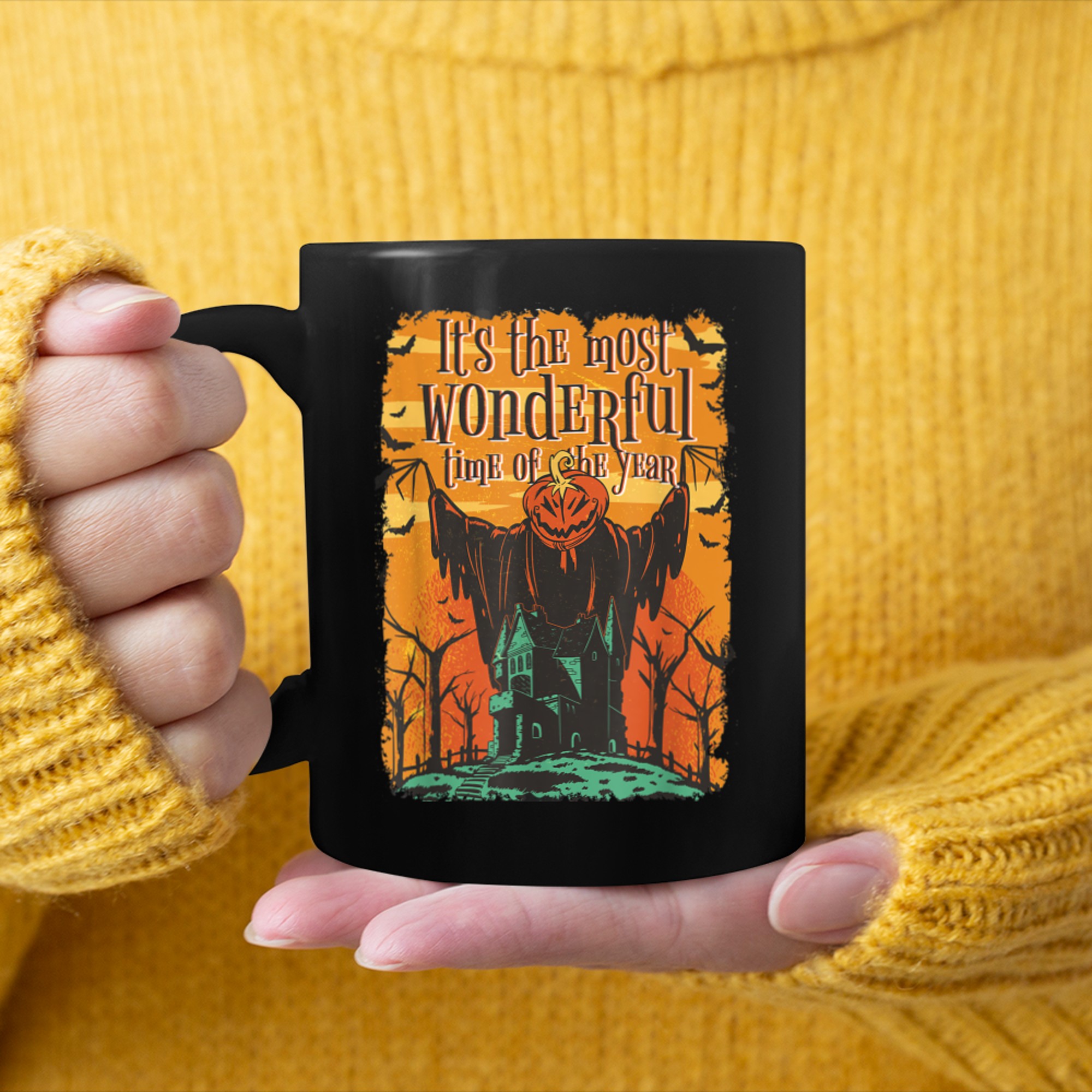 It's the Most Wonderful Time of the Year Halloween Pumpkin mug black