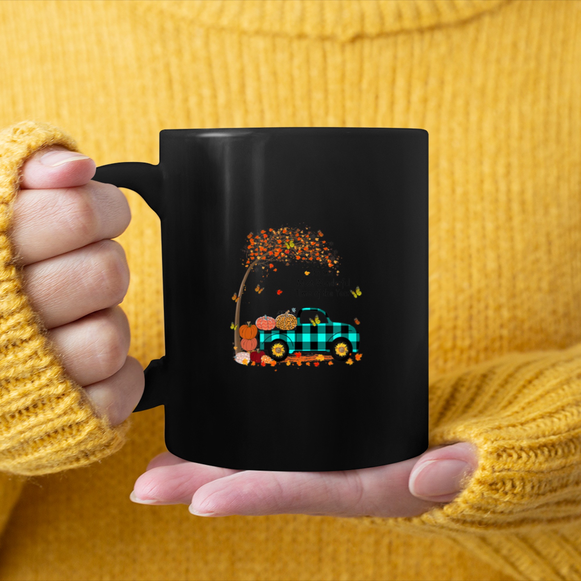 It's the Most Wonderful Time of the Year Hello Fall Vintage mug black