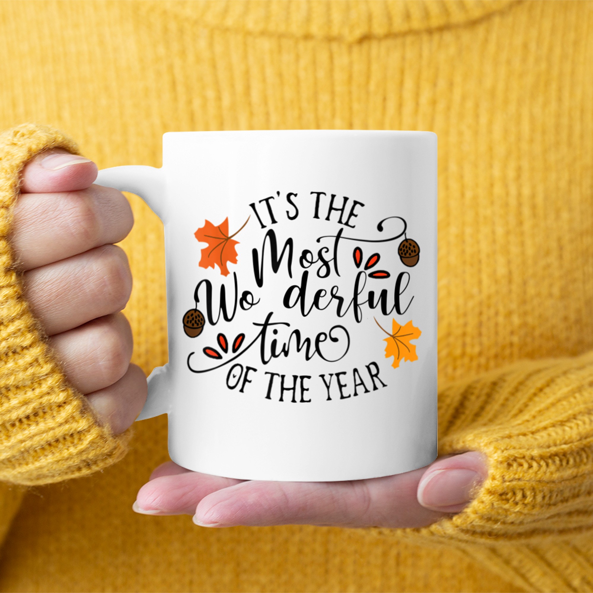 It's The Most Wonderful Time Of The Year Pumpkin Autumn Fall (1) mug white