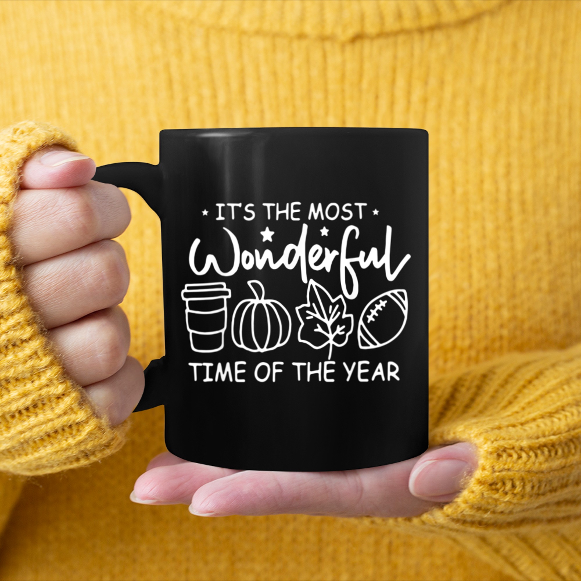 It's The Most Wonderful Time Of The Year Pumpkin Autumn Fall (8) mug black