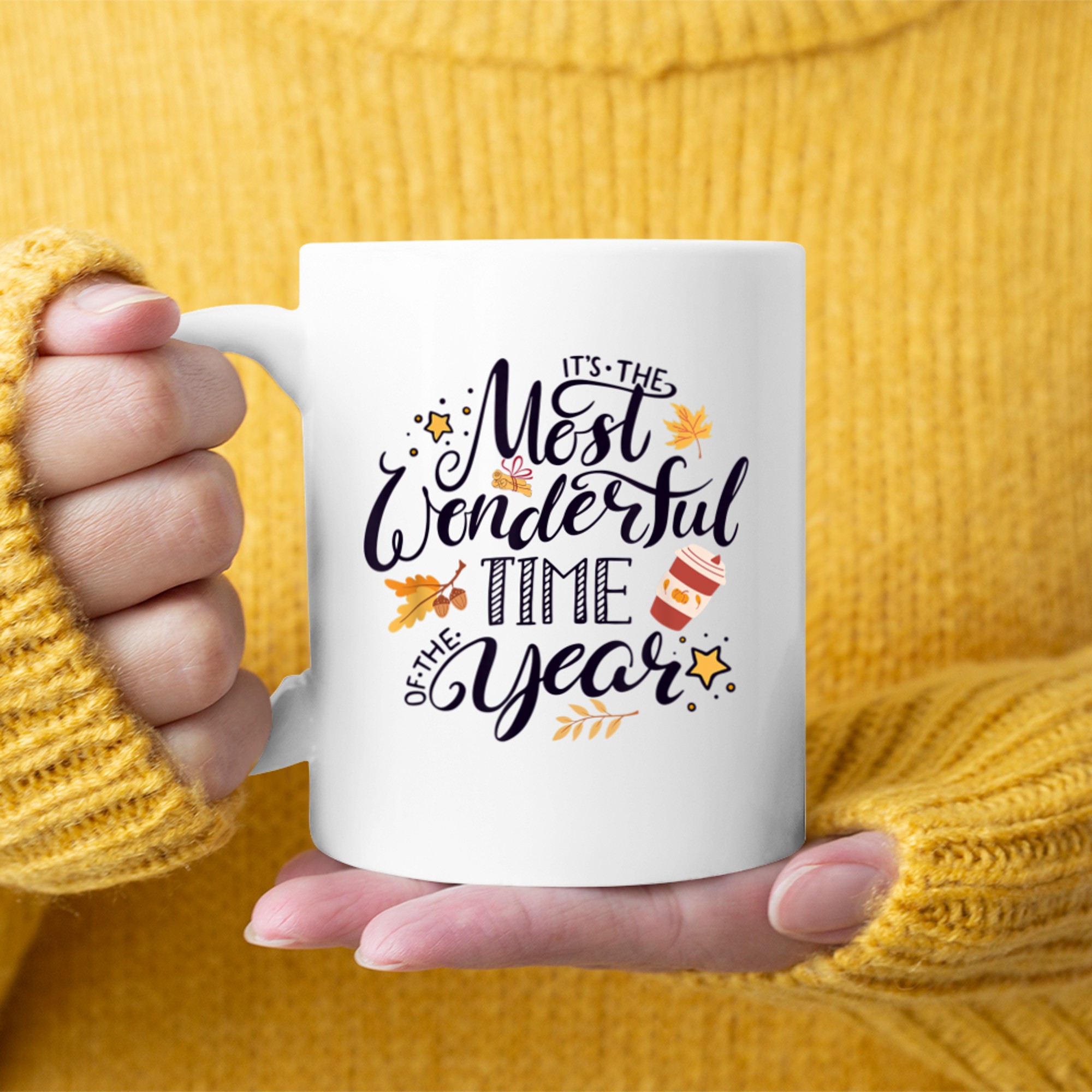 It's The Most Wonderful Time Of The Year Pumpkin Autumn Fall mug white