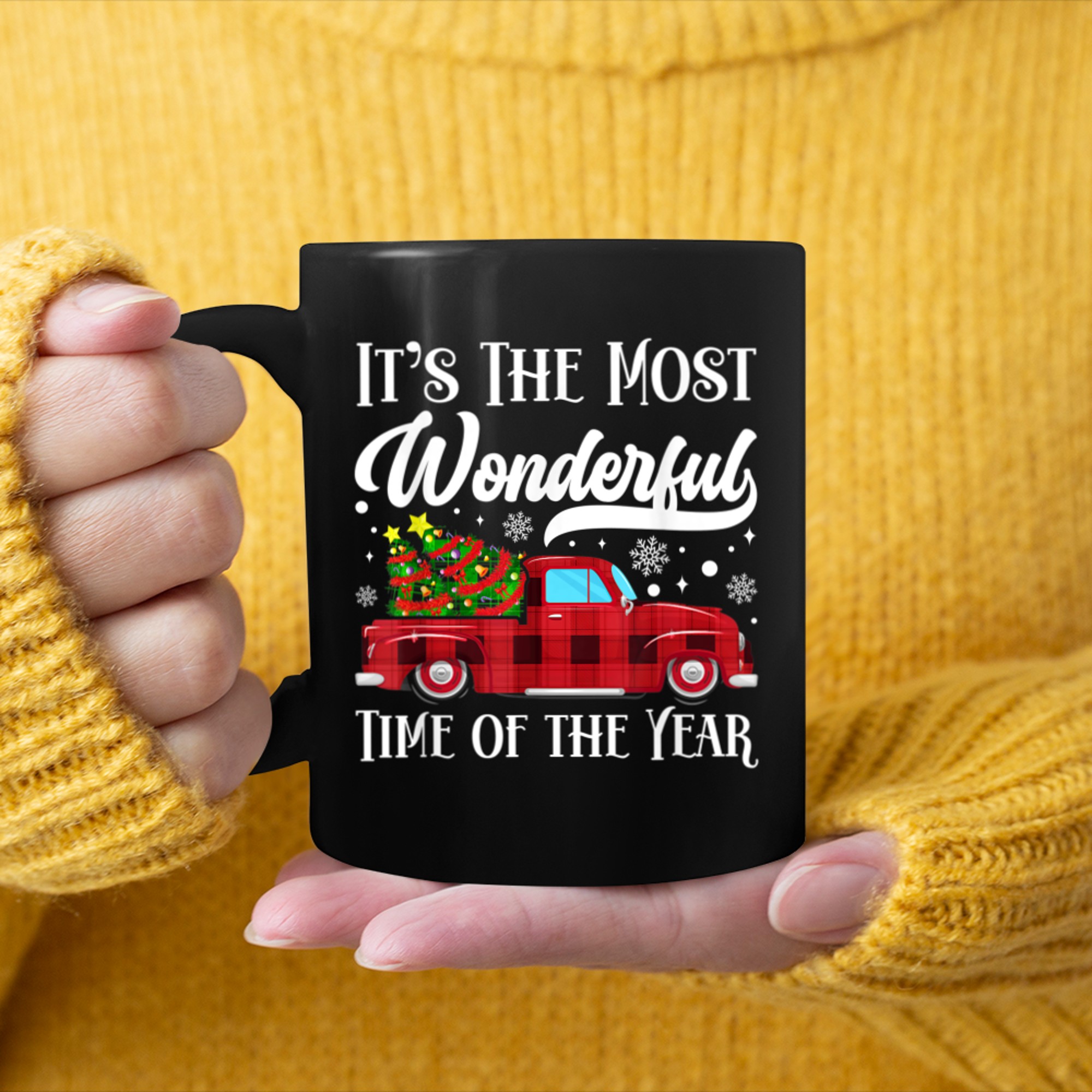 It's The Most Wonderful Time Of The Year Red Christmas Truck mug black