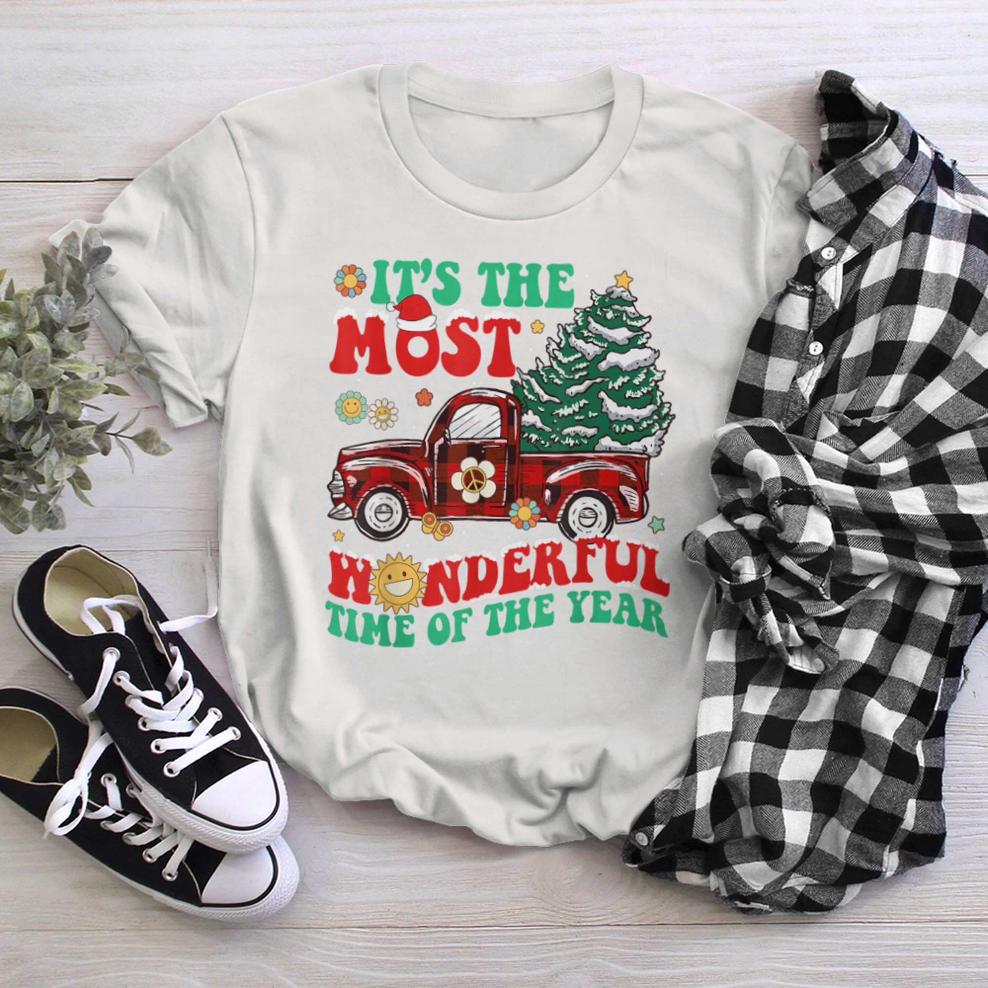 It's The Most Wonderful Time Of The Year Red Truck Christmas t-shirt White