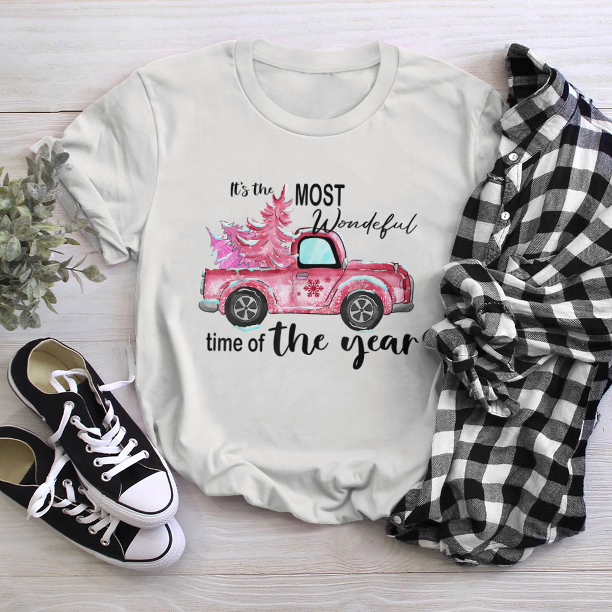 It's The Most Wonderful Time Of The Year Truck Xmas Tree t-shirt white