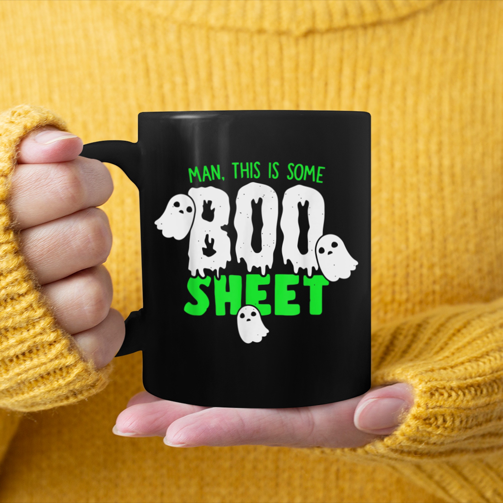 Man This Is Some Boo Sheet Ghost Retro Halloween Costume mug black