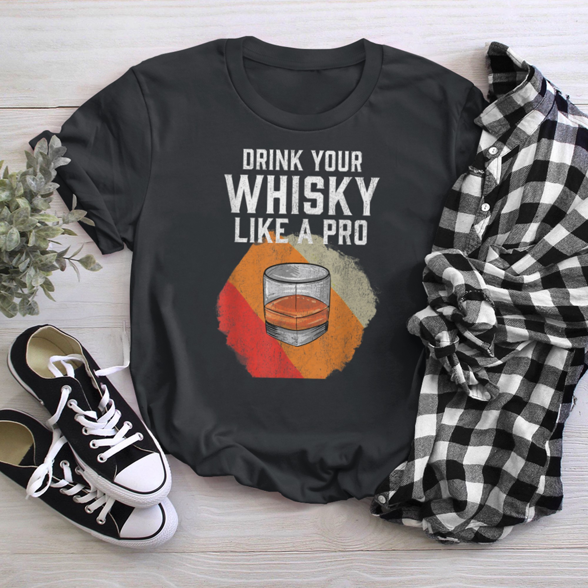 Mens Drink your Whisky like a Pro Bourbon Whiskey t-shirt black