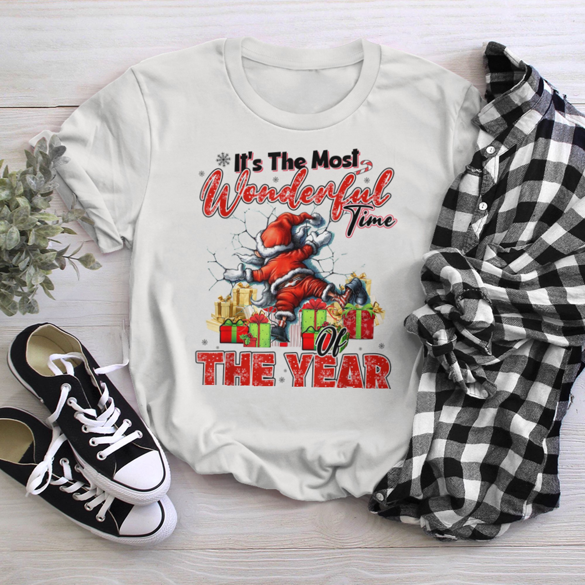 Merry Christmas Santa Wonderful Time of the Year Xmas t-shirt White