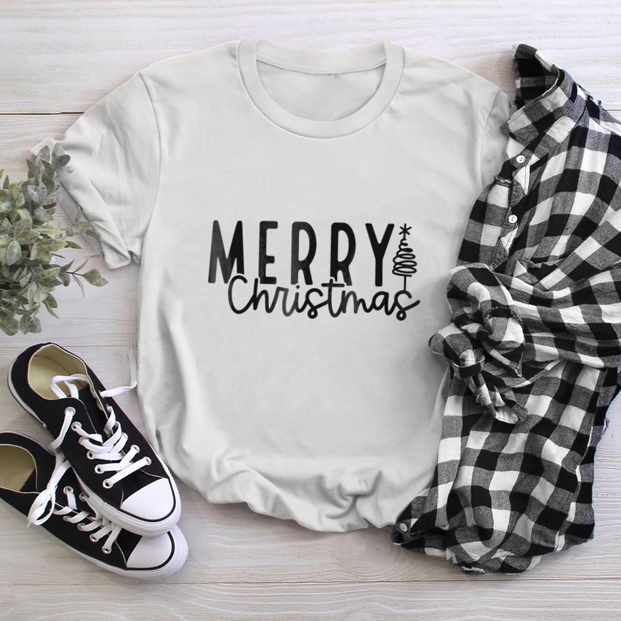 Merry Christmas With Cute Christmas Tree Matchng Family Xmas t-shirt white