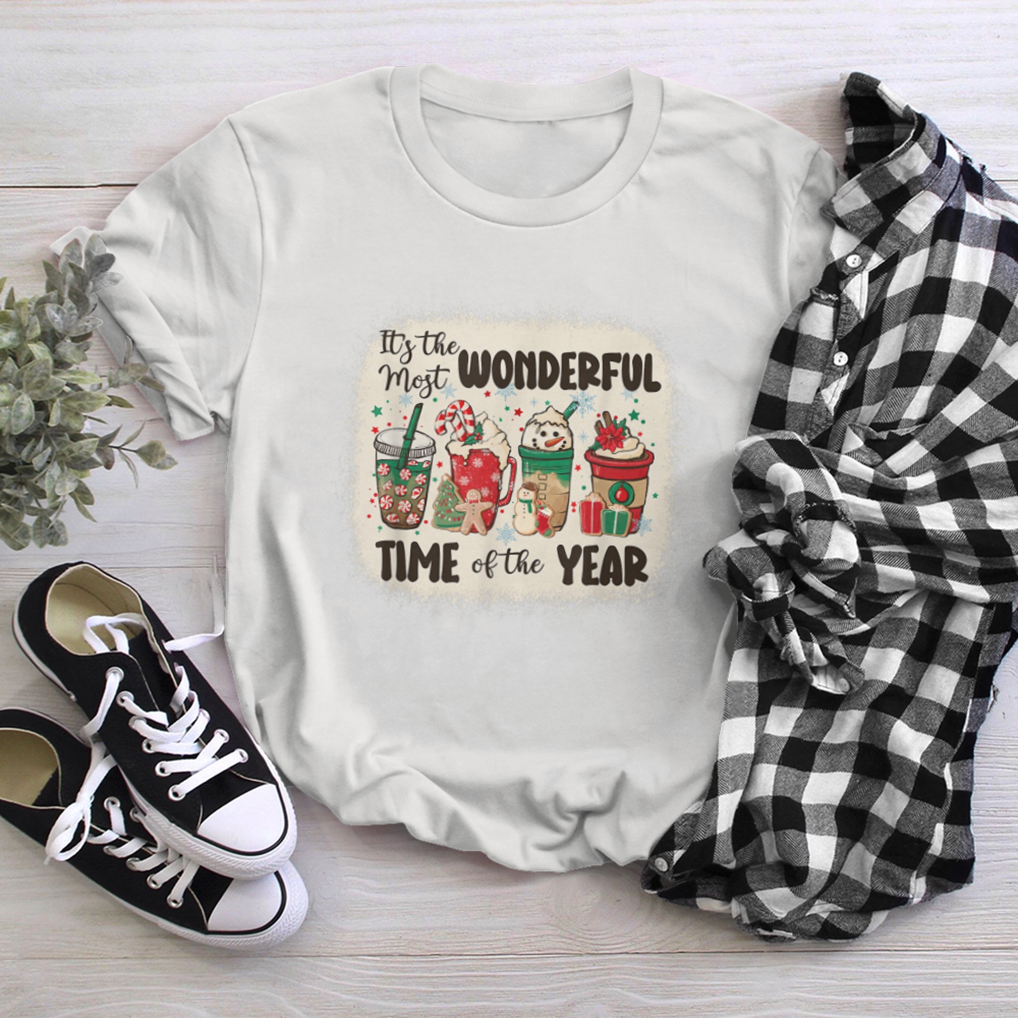 Most Wonderful Time Of The Year Christmas Blea.ched t-shirt White