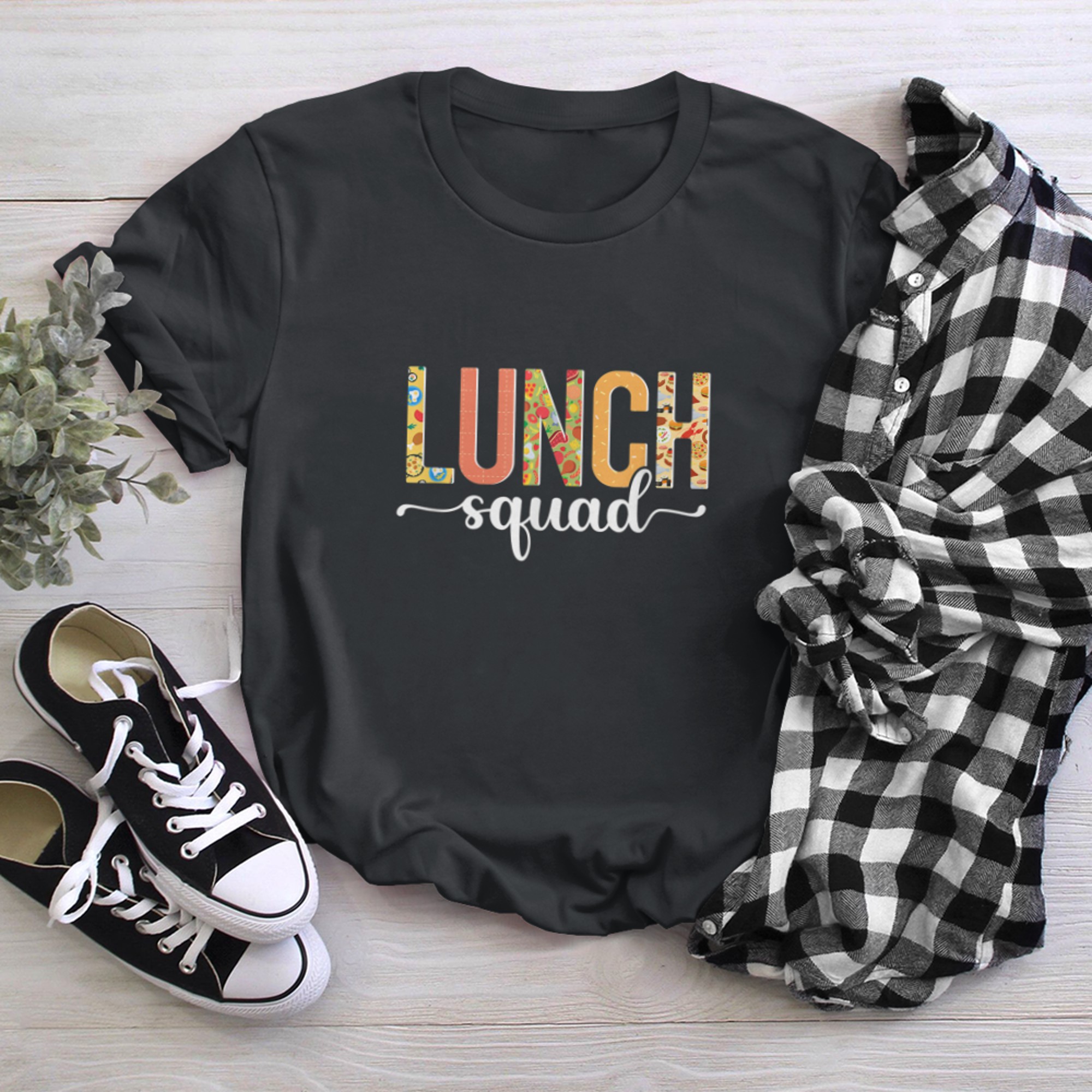 Office Food Service Crew Lunch Squad Cafeteria Worker t-shirt black