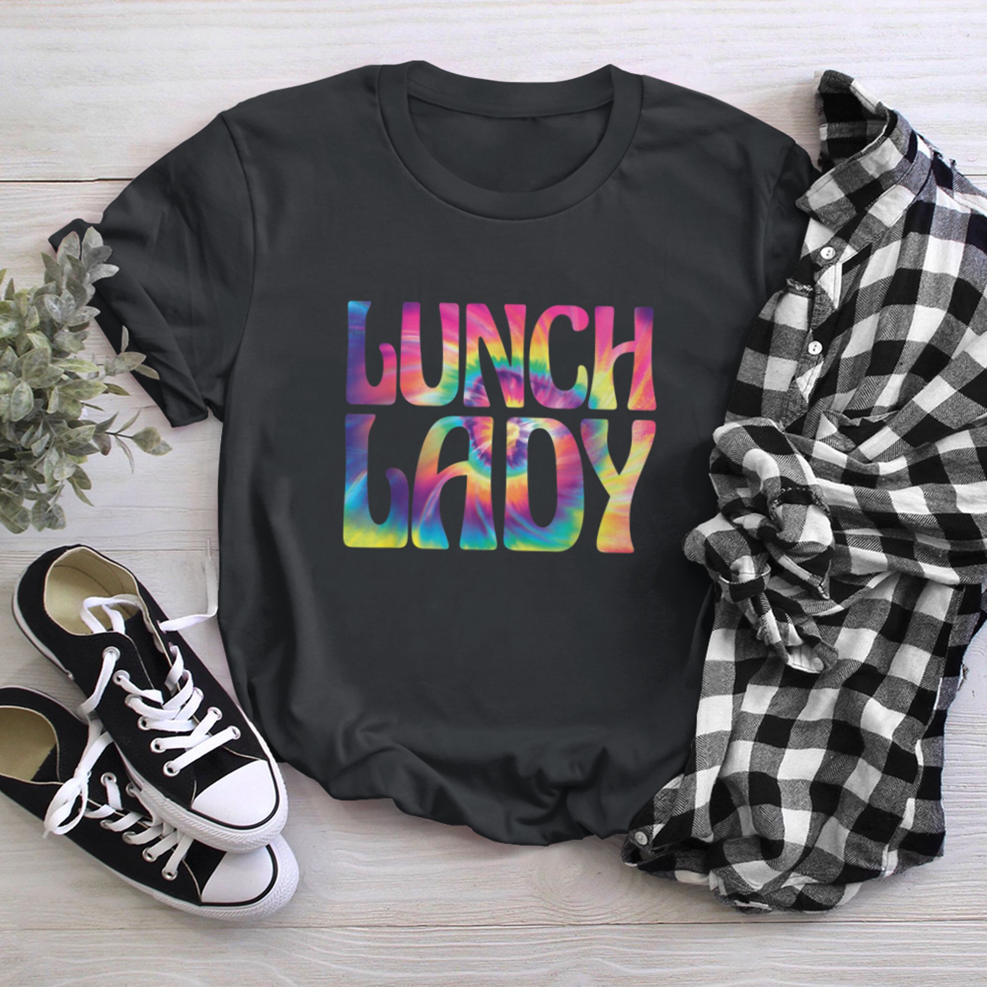 School Cafeteria Crew Tie-Dye Lunch Lady (1) t-shirt black