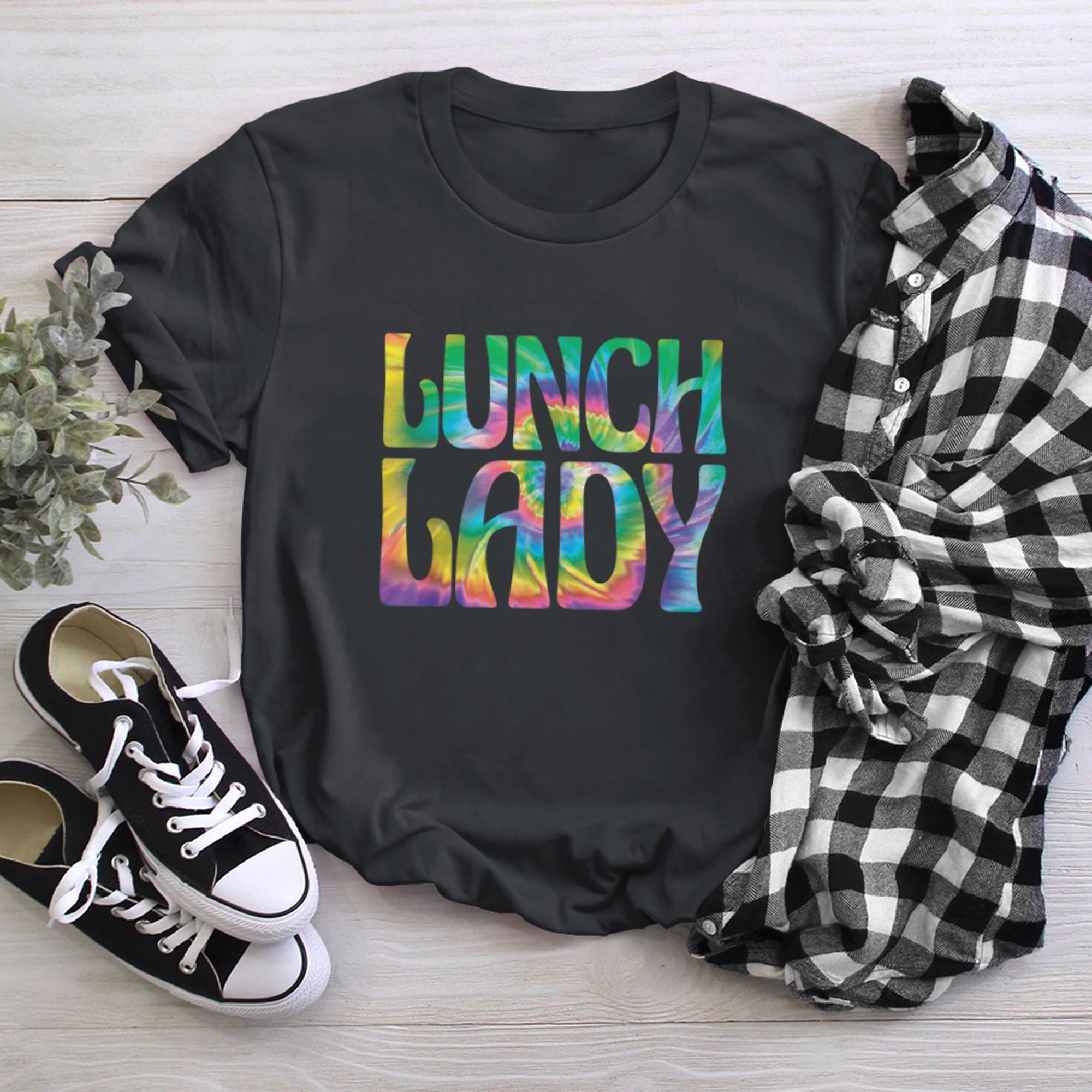 School Cafeteria Crew Tie-Dye Lunch Lady (2) t-shirt black