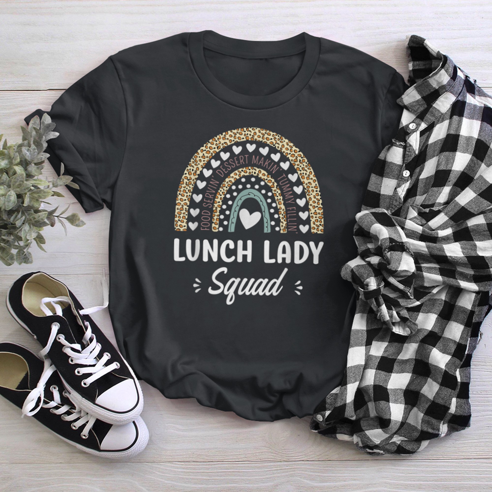 School Lunch Lady Squad Leopard Rainbow Back To School t-shirt black