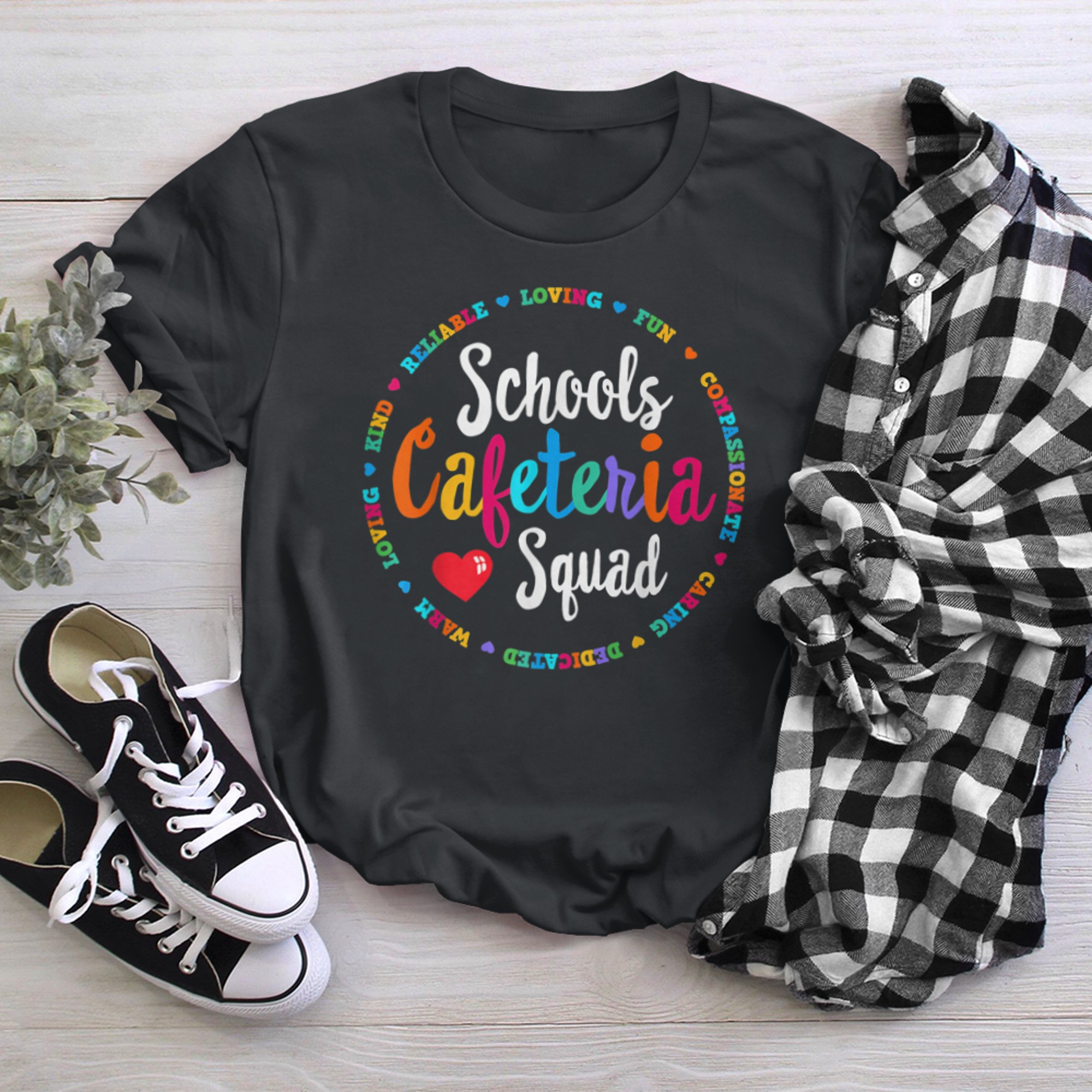 Support Team Matching Schools Cafeteria Squad Worker Crew (3) t-shirt black