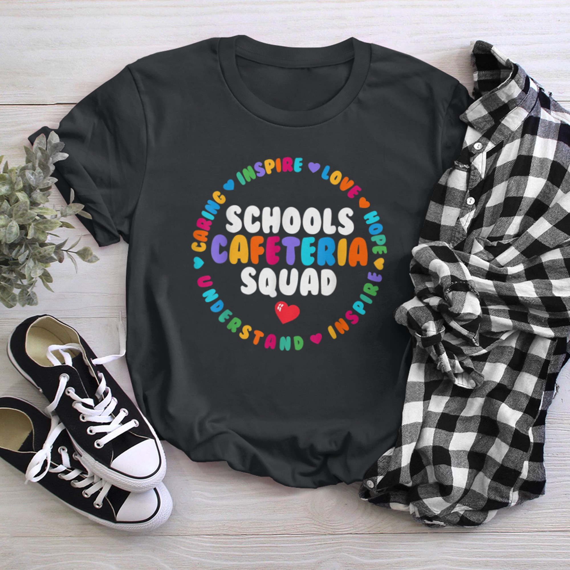 Support Team Matching Schools Cafeteria Squad Worker Crew (6) t-shirt black