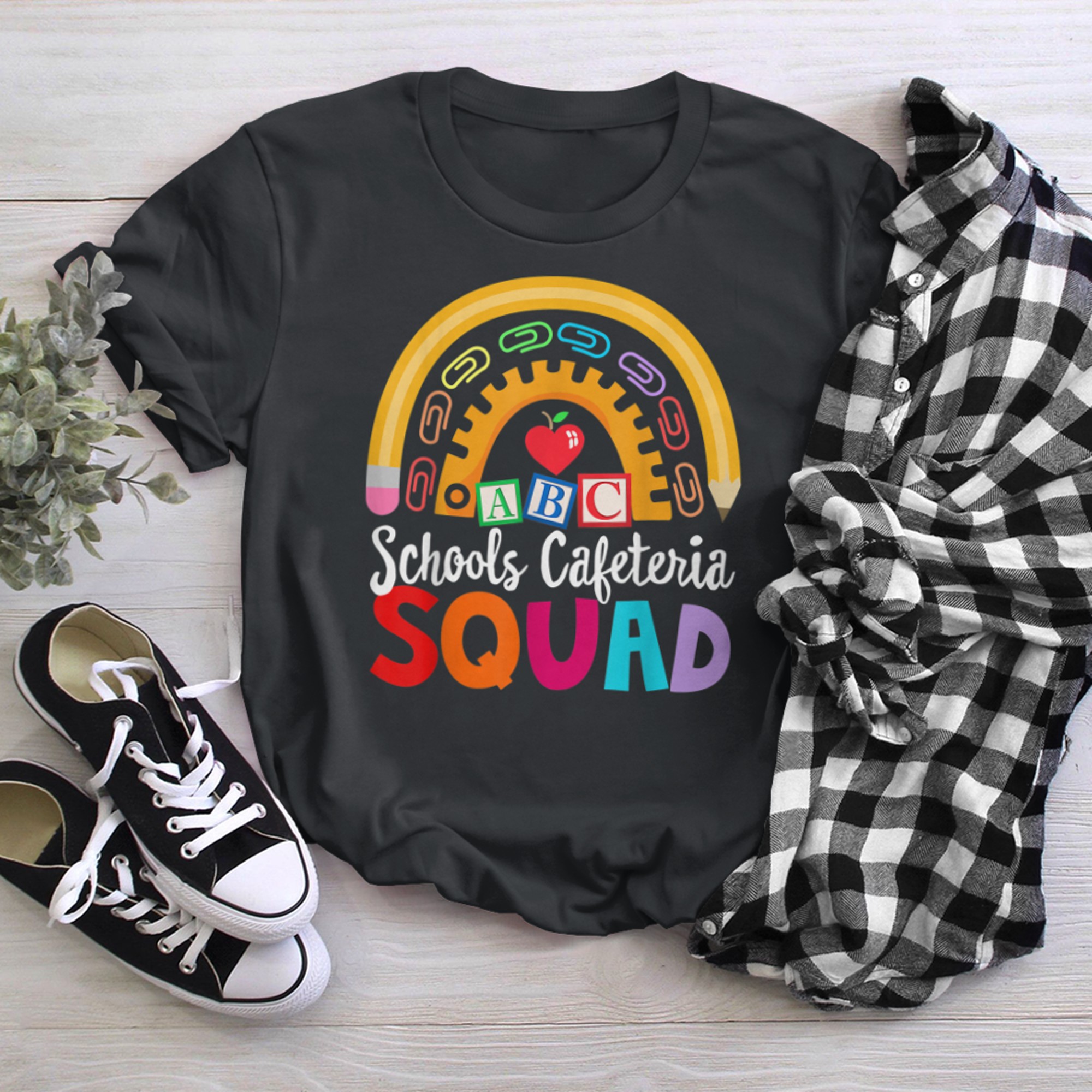 Support Team Worker Crew Matching Schools Cafeteria Squad (11) t-shirt black