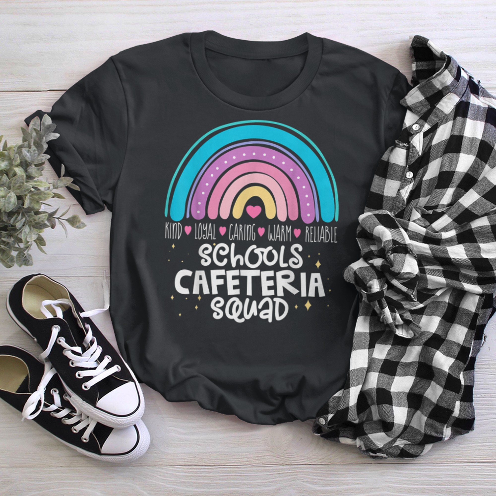 Support Team Worker Crew Matching Schools Cafeteria Squad (15) t-shirt black