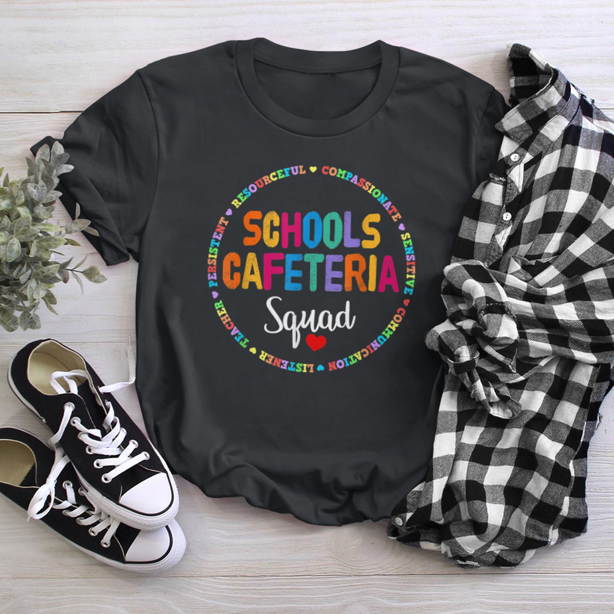 Support Team Worker Crew Matching Schools Cafeteria Squad (35) t-shirt black