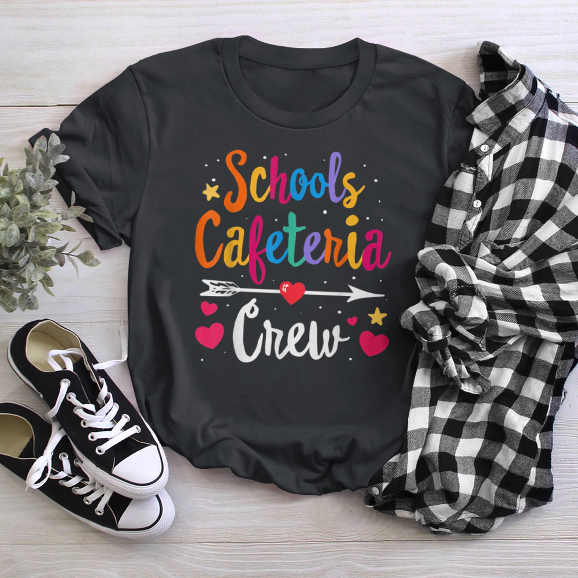 Support Team Worker Crew Matching Schools Cafeteria Squad (50) t-shirt black