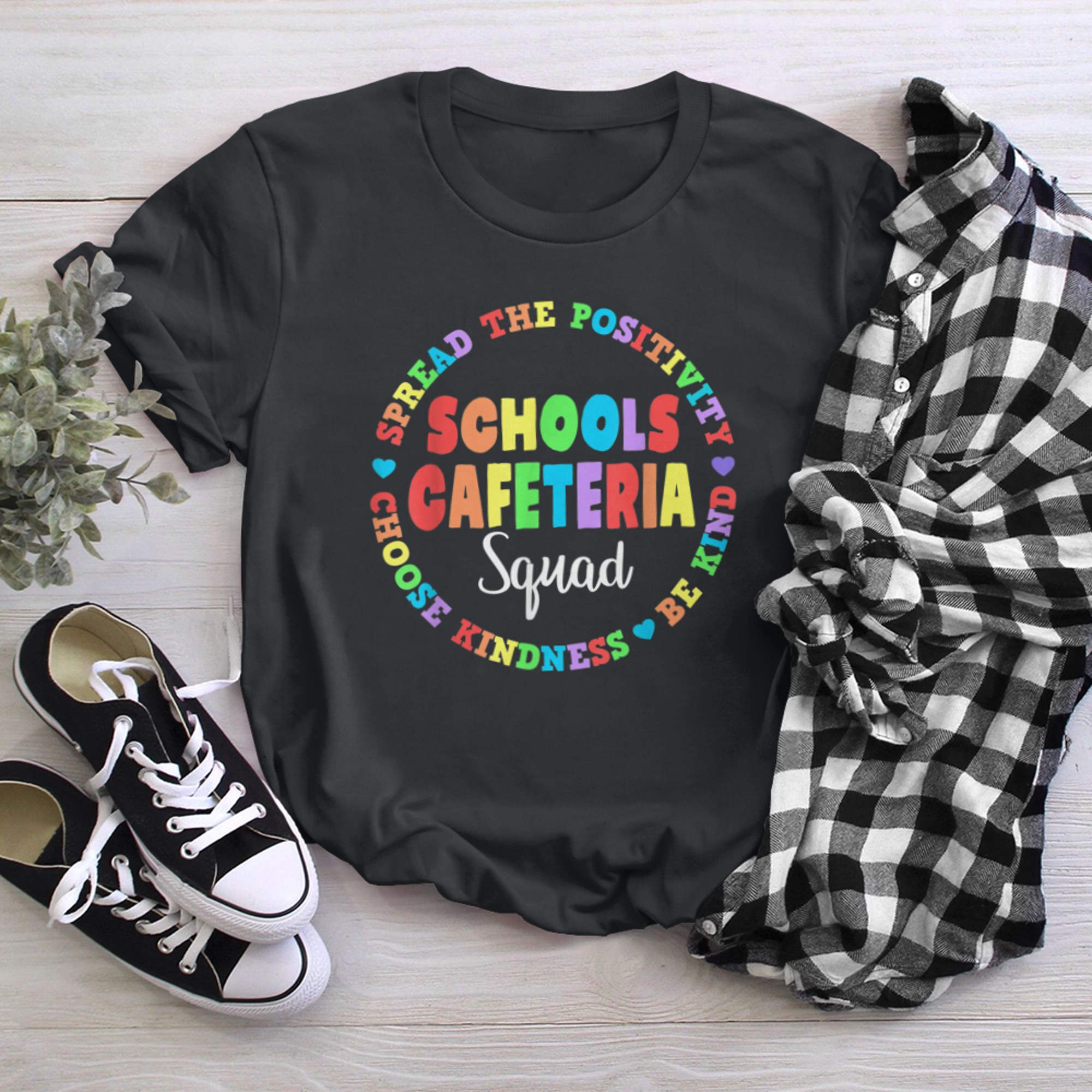 Support Team Worker Crew Matching Schools Cafeteria Squad t-shirt black