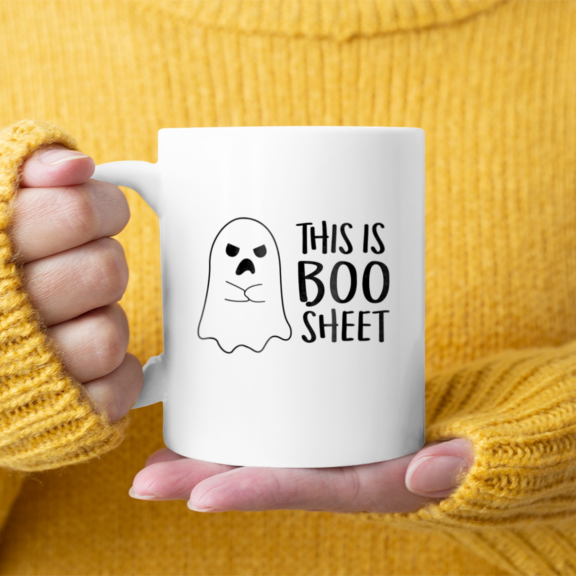 Thanksgiving Halloween Fall Funny Cute This is Boo sheet mug white