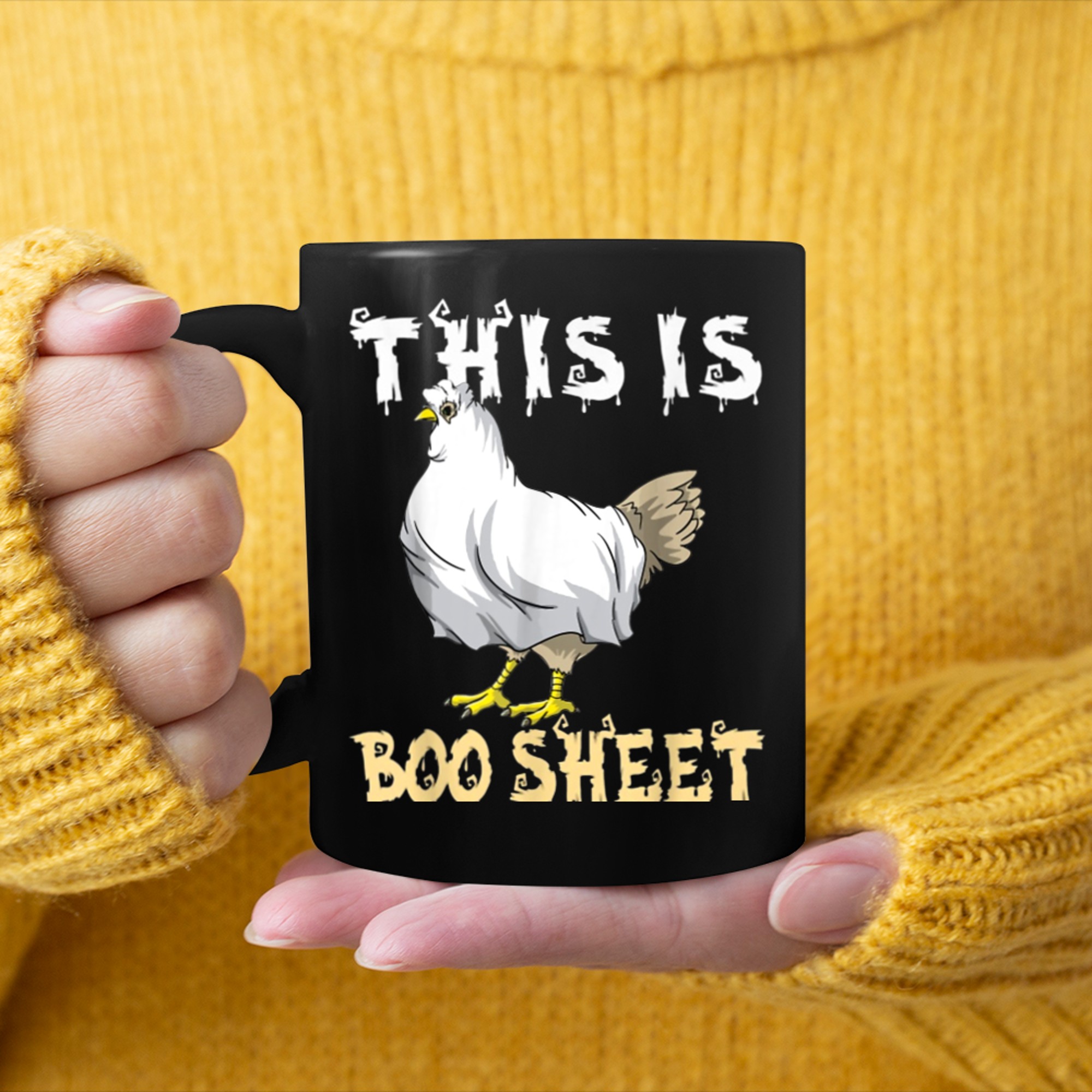 This Is Boo Sheet - Funny Chicken Halloween Ghost Costume mug black