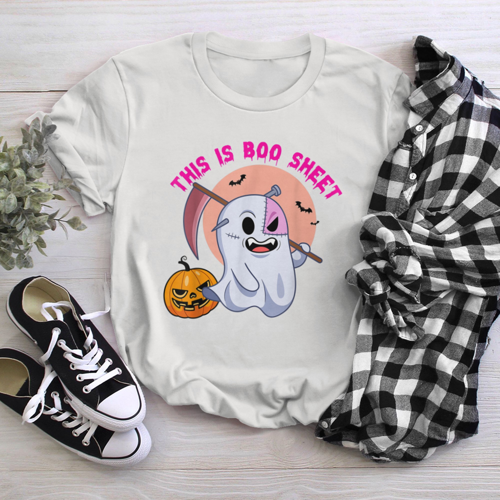 This Is Boo Sheet Funny Ghost Scary Pumpkin Halloween Custom t-shirt White