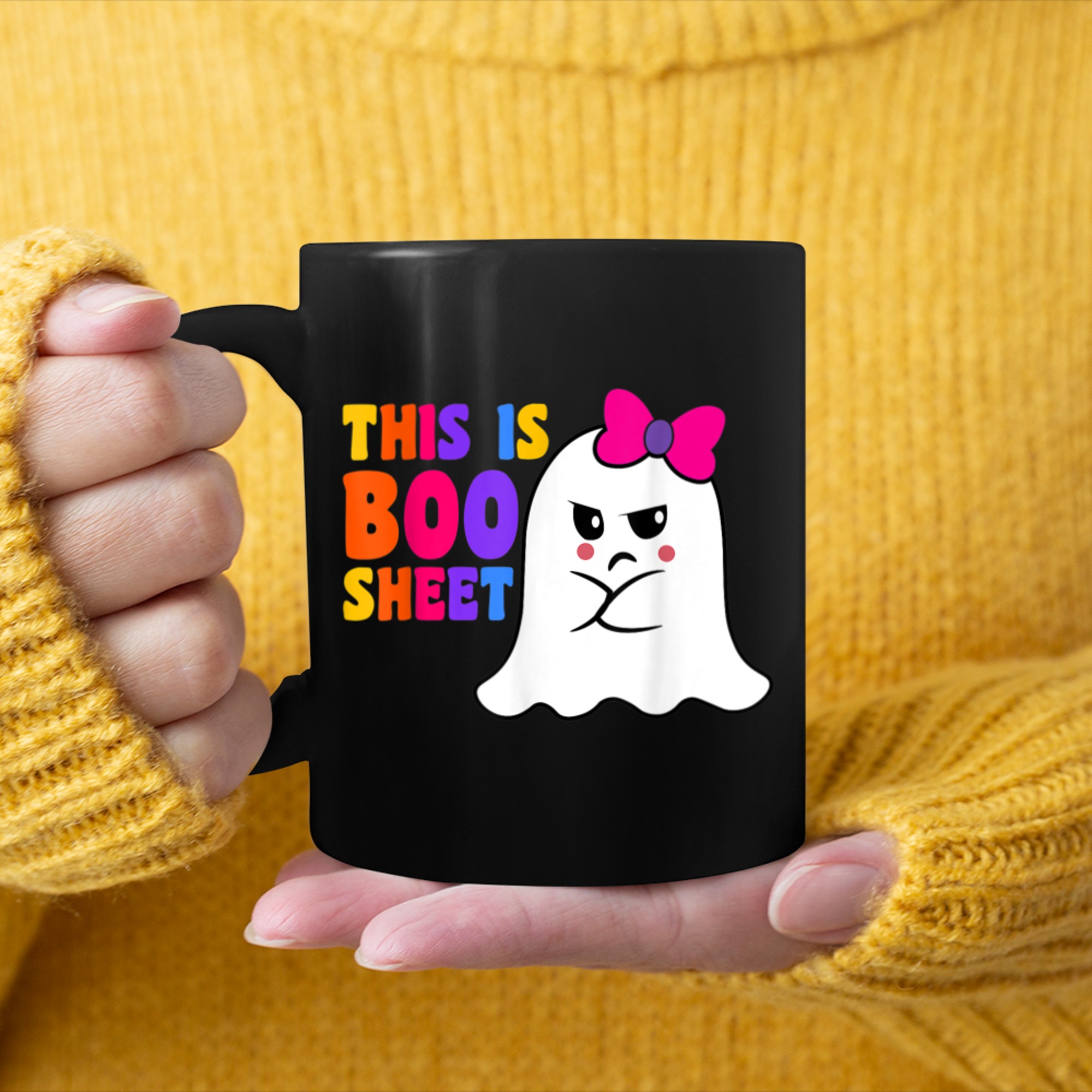 This Is Boo Sheet Funny Halloween Custome Retro Men Women mug black